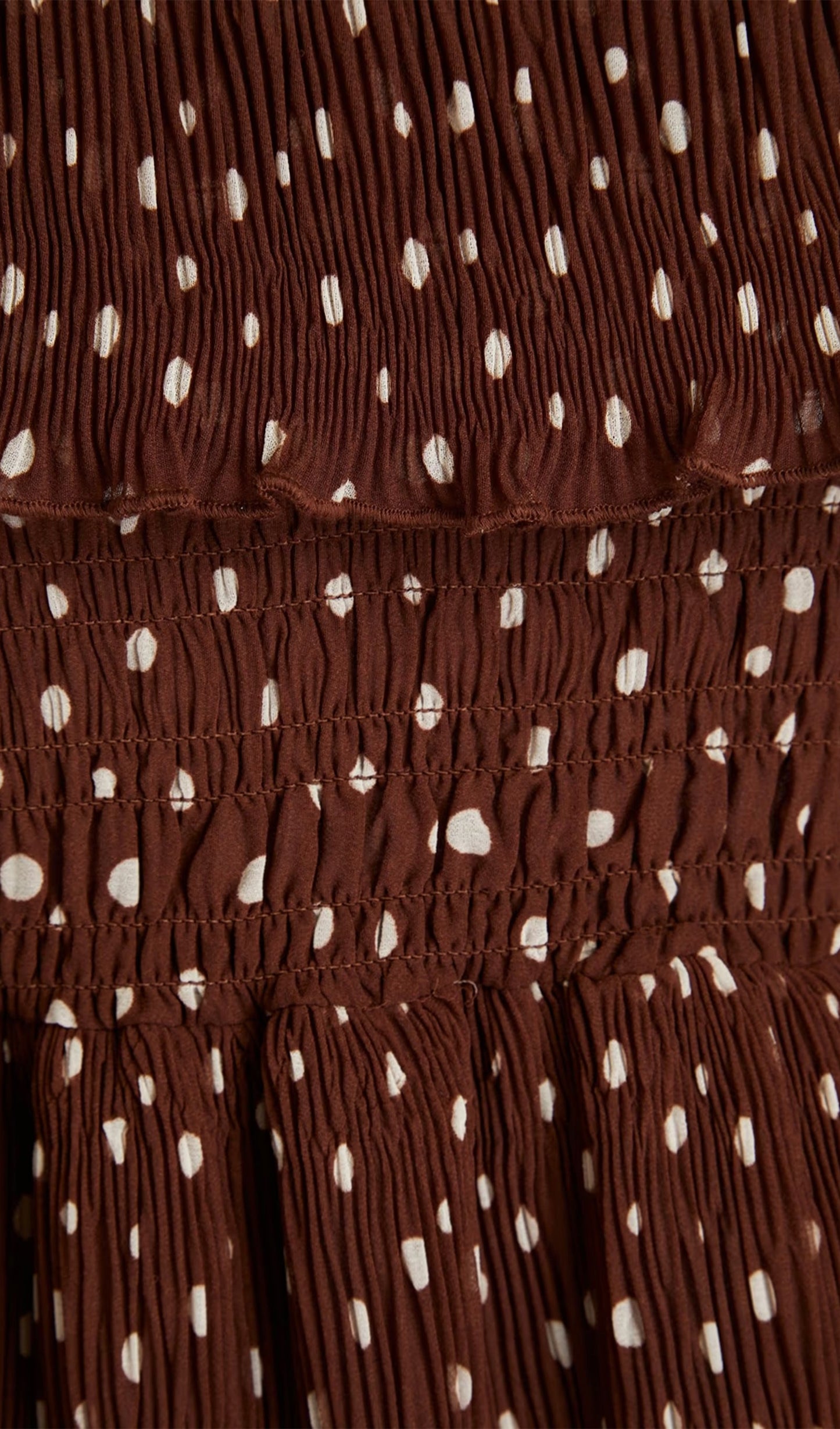 Fırfırlı Puantiyeli Midi Elbise