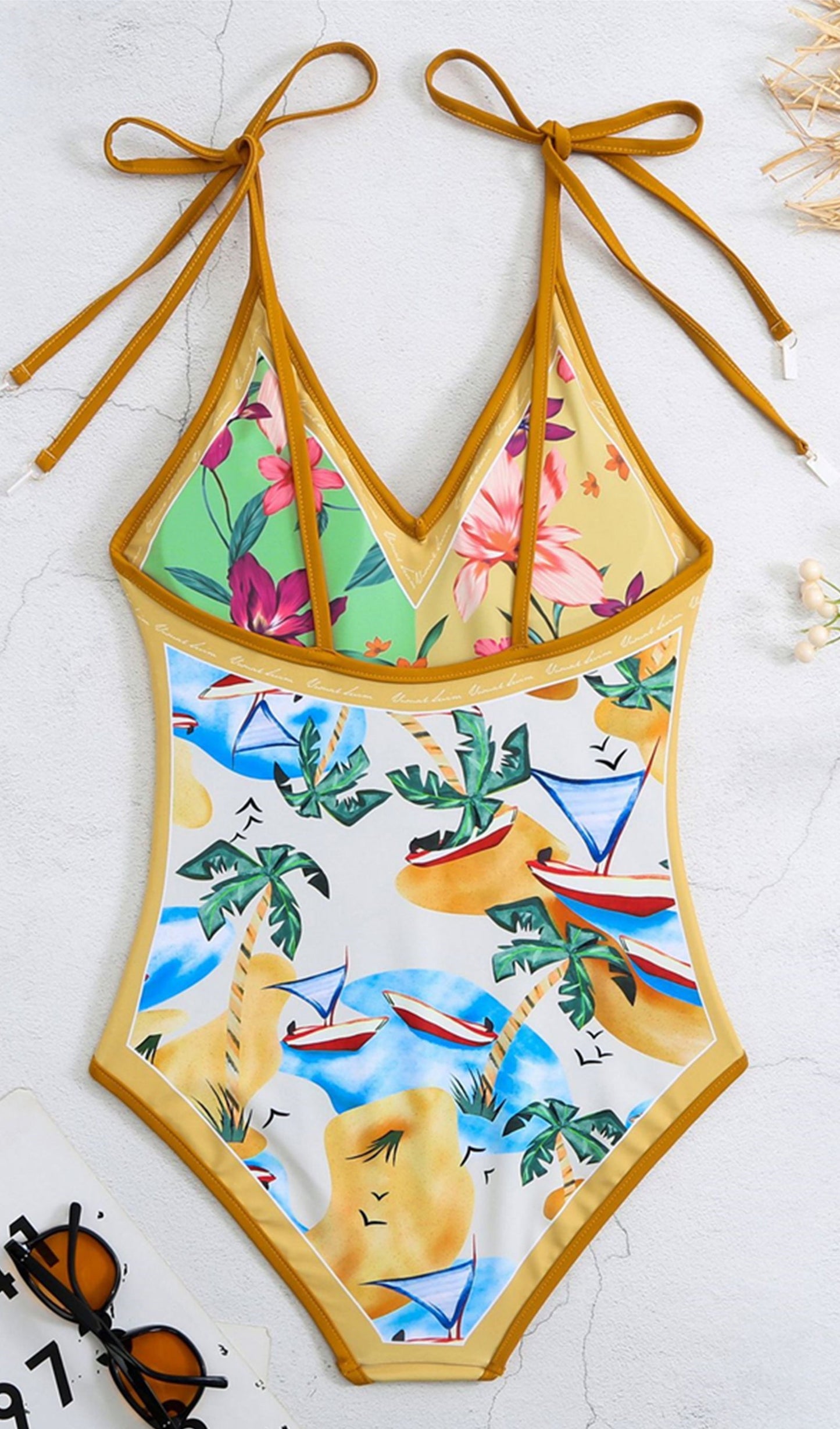 Tersinir Çiçekli Tek Parça Mayo