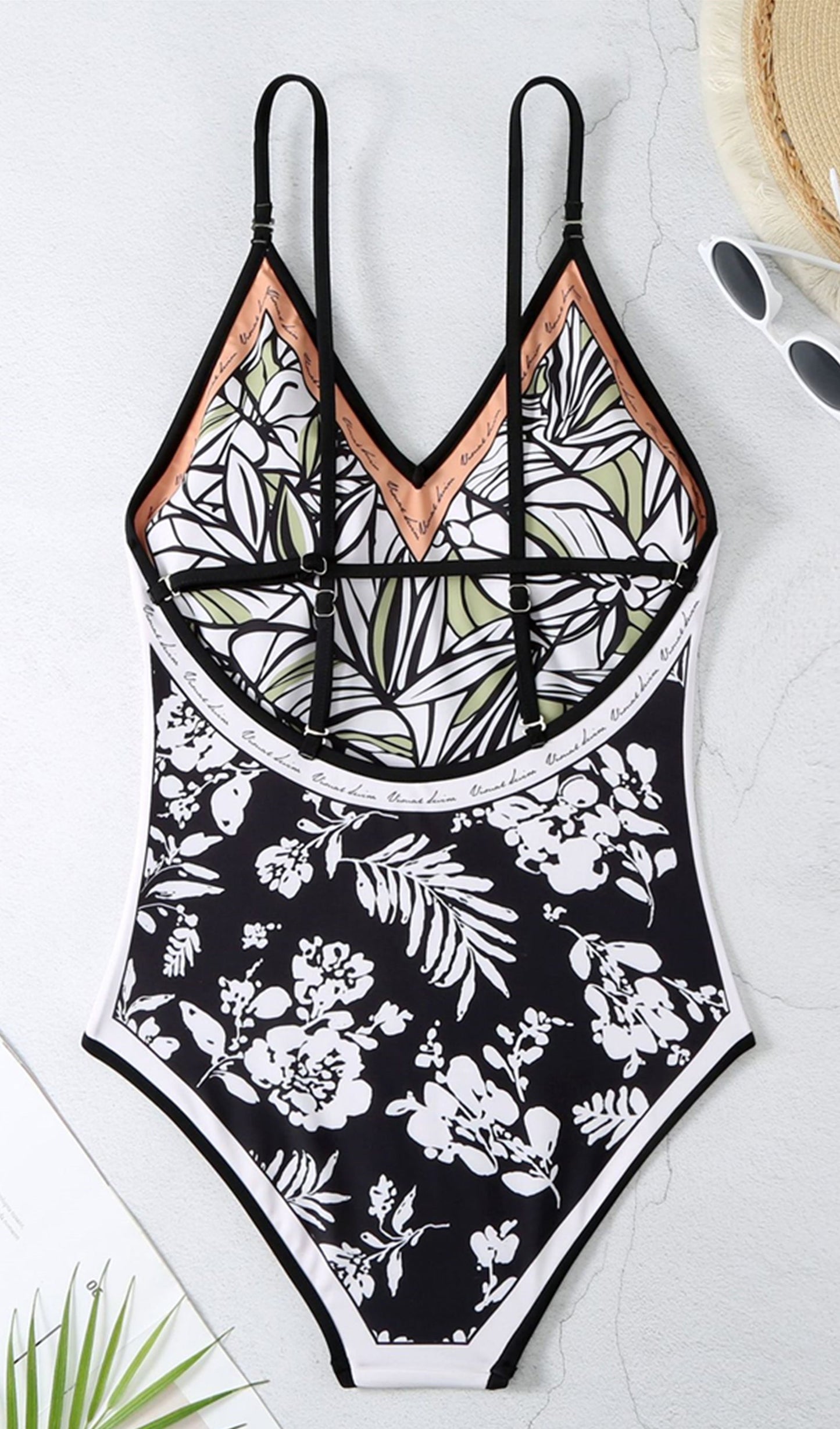 Tersinir Çiçekli Yapraklar Tek Parça Mayo