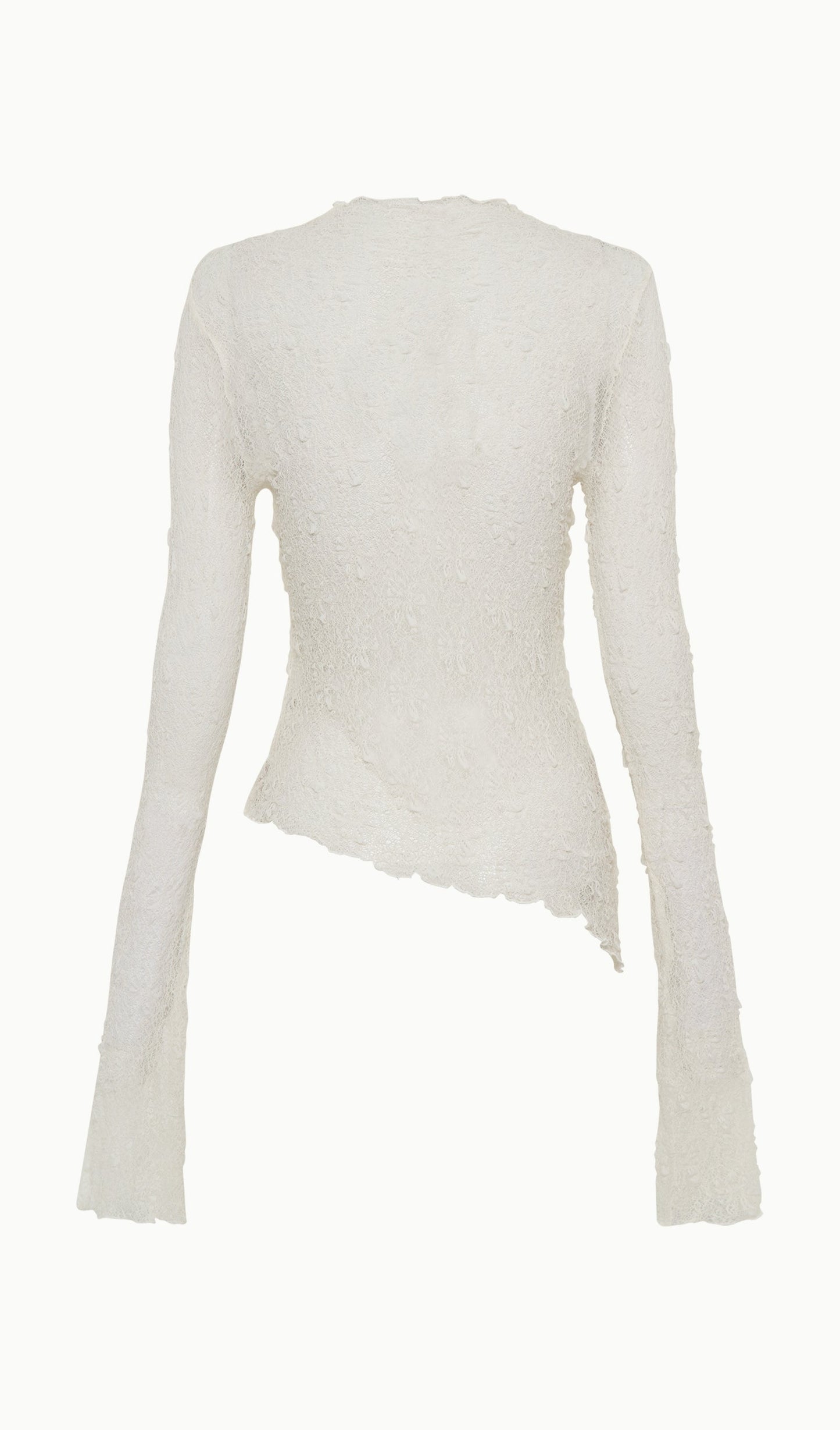 Şeffaf Dantel Uzun Kollu Üst - Fildişi