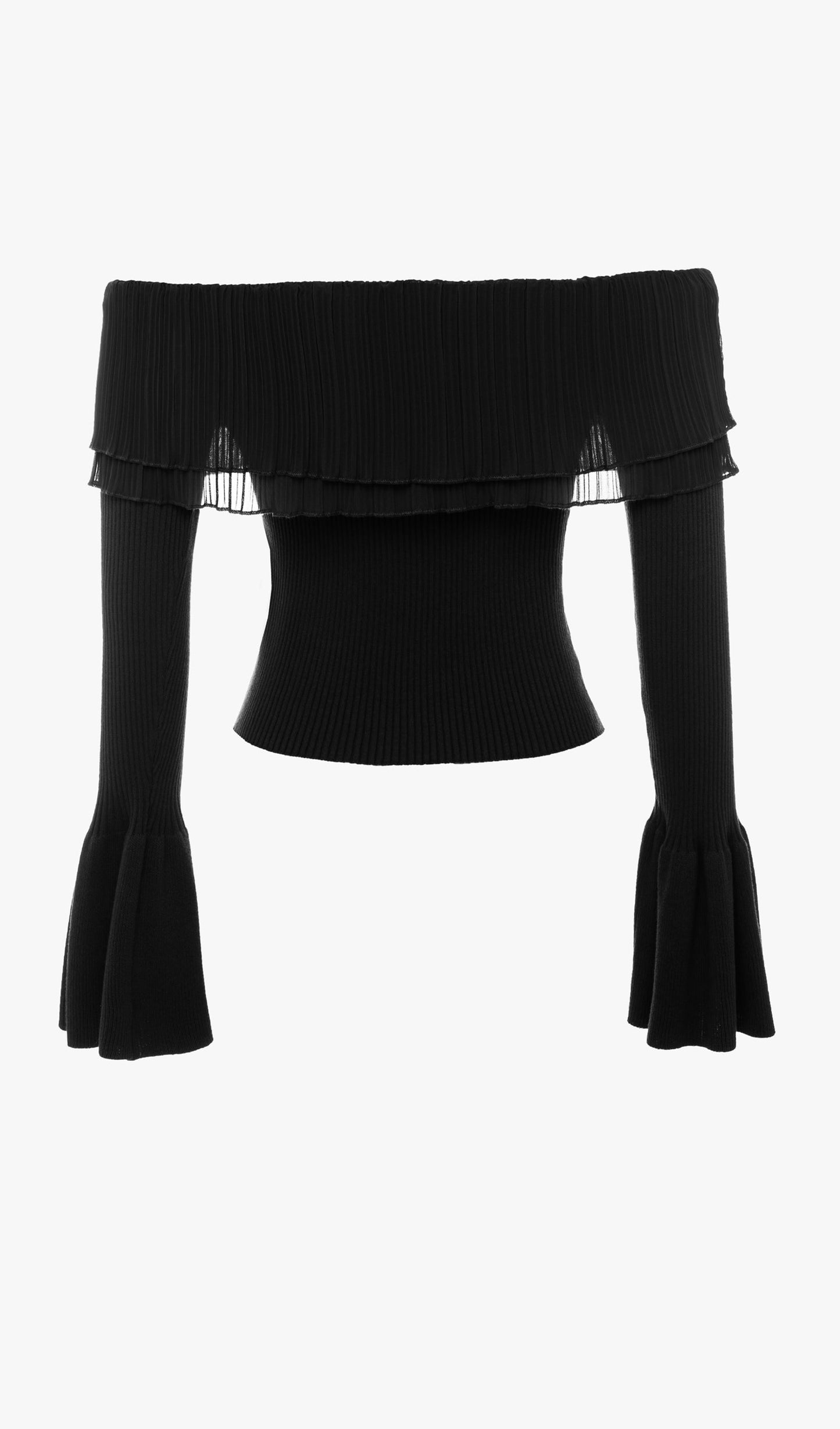 Fitted Açık Omuzlu Üst-Siyah