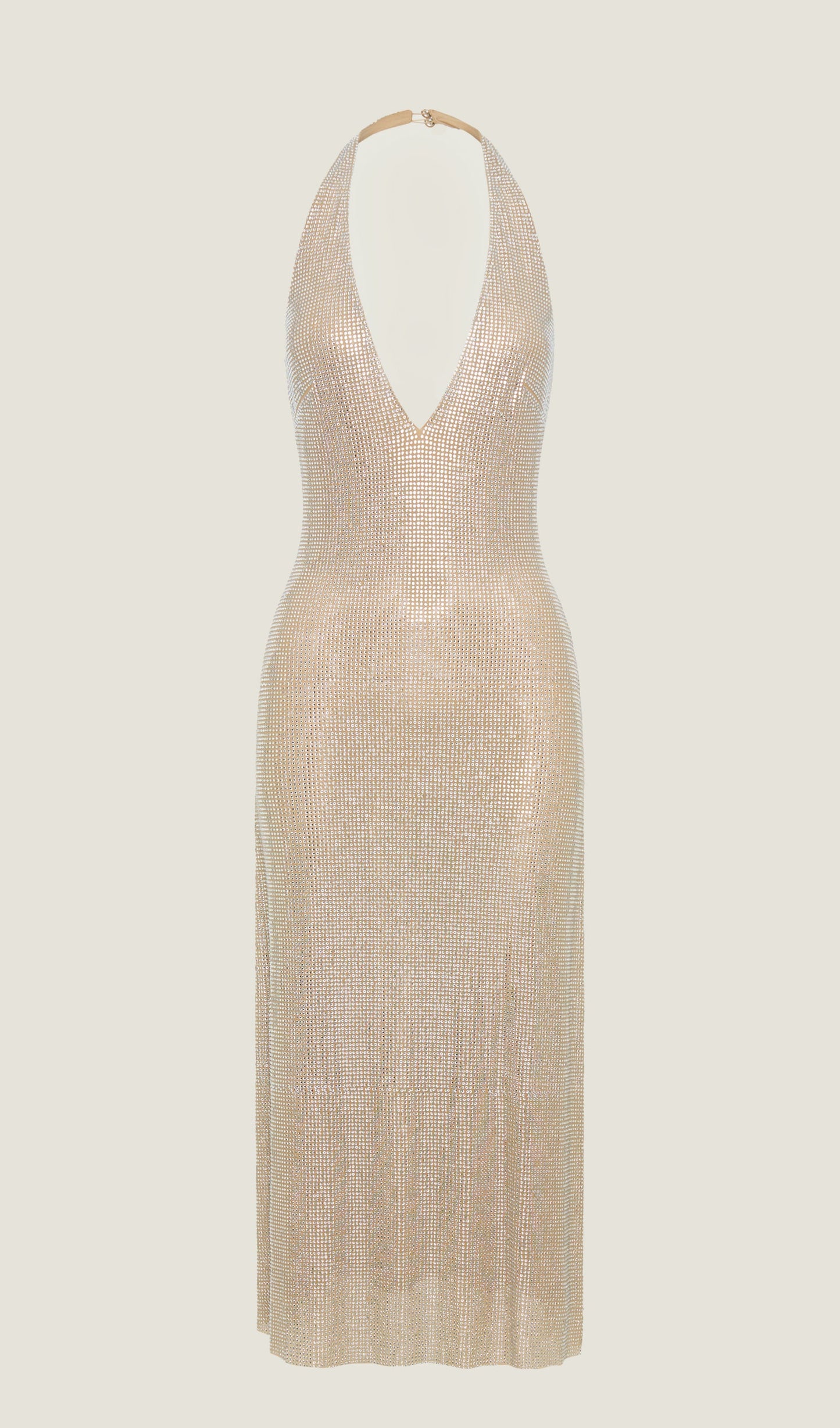 Diamante Halter Midi Elbise