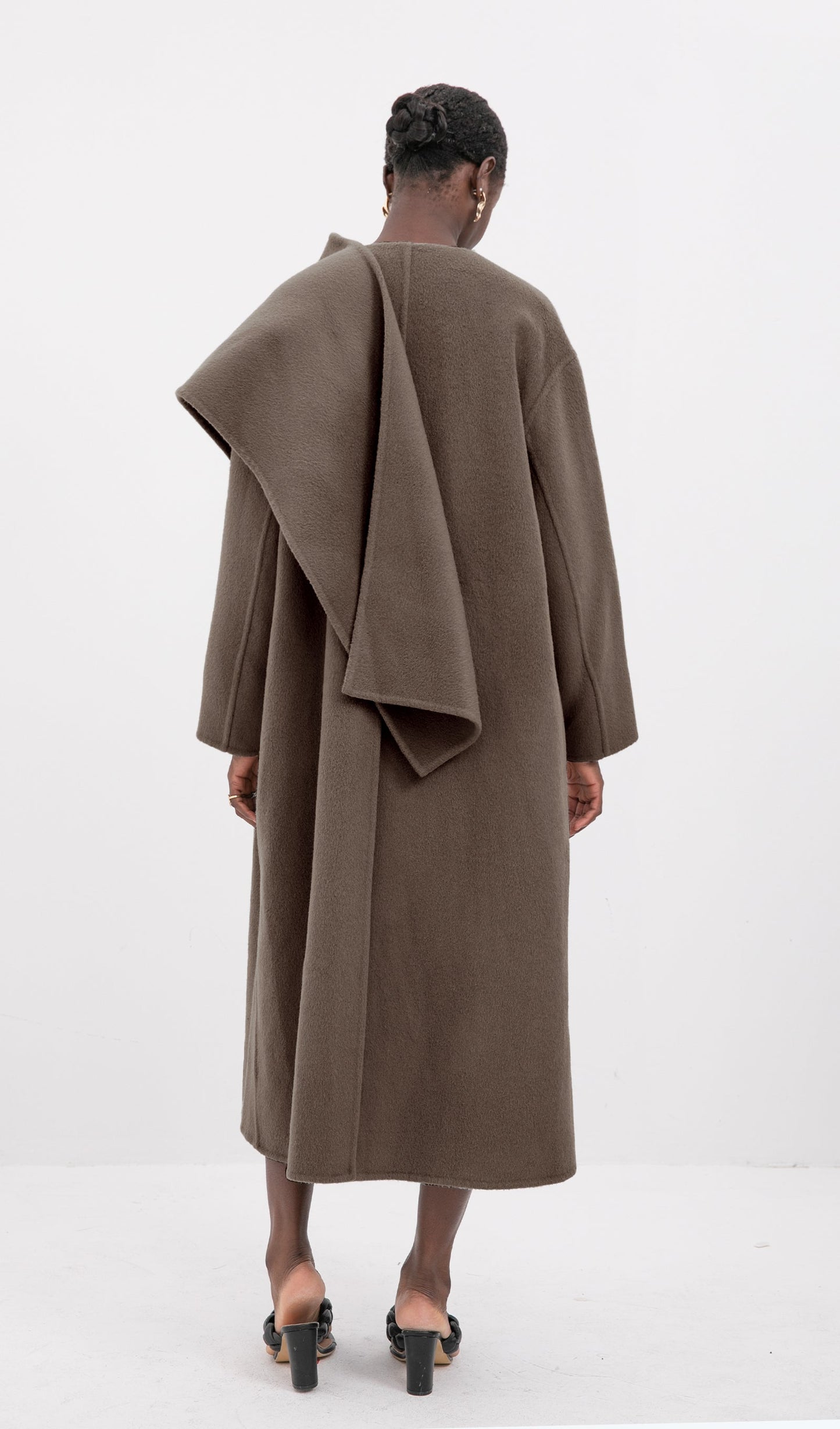 Trendy Oversized Pelerin Stili Kaban-Kahve