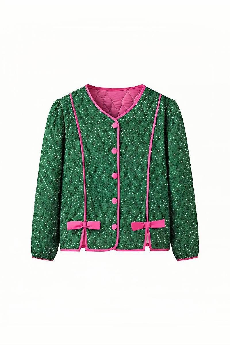 Yeşil-Pembe Kapitone Ceket