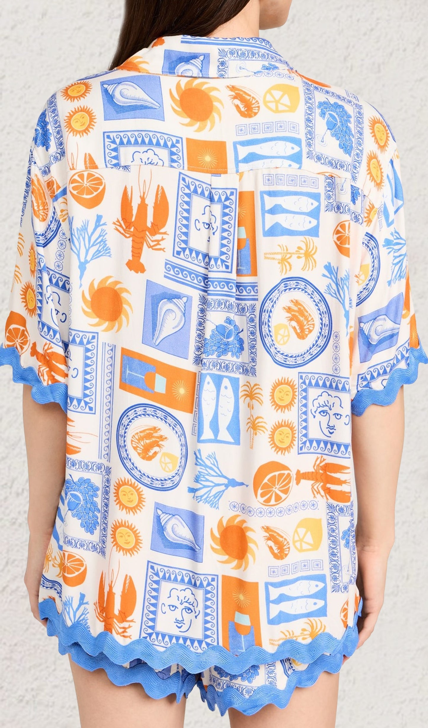 Çiçekli Dalgalı Gömlek İki Parçalı Takım