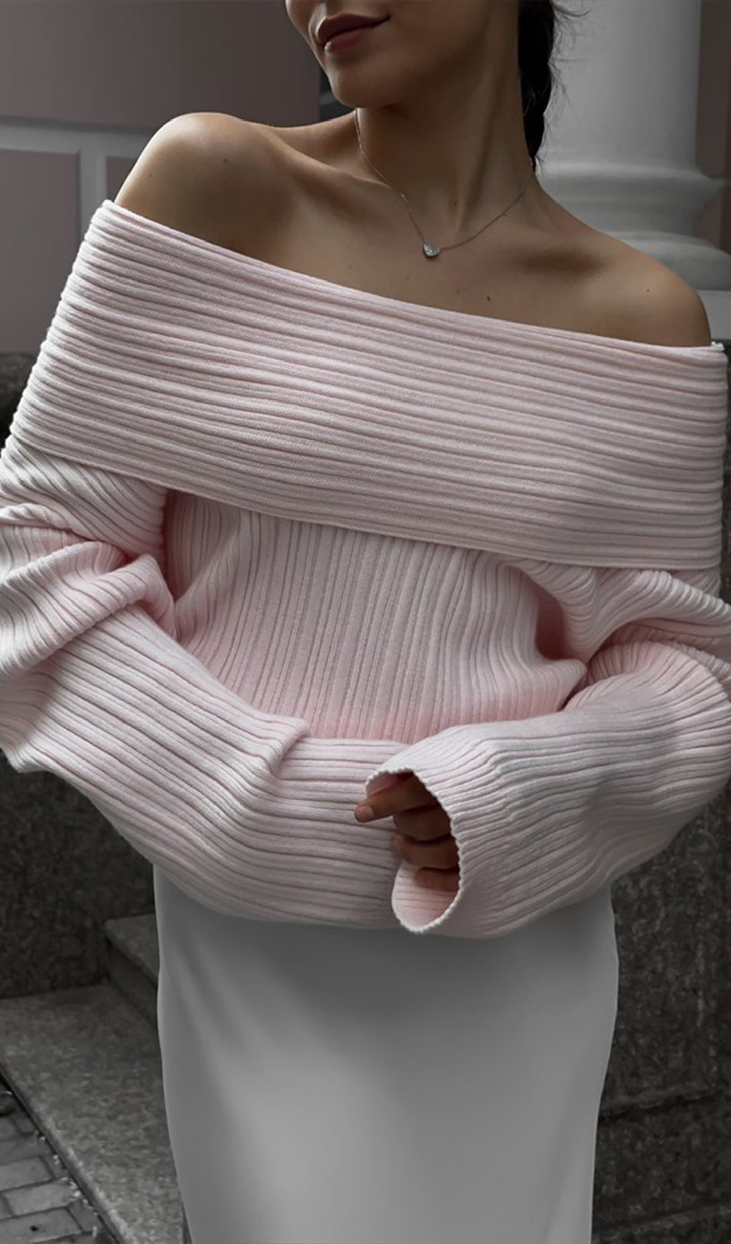 Tek Omuz Örme Kazak Üst