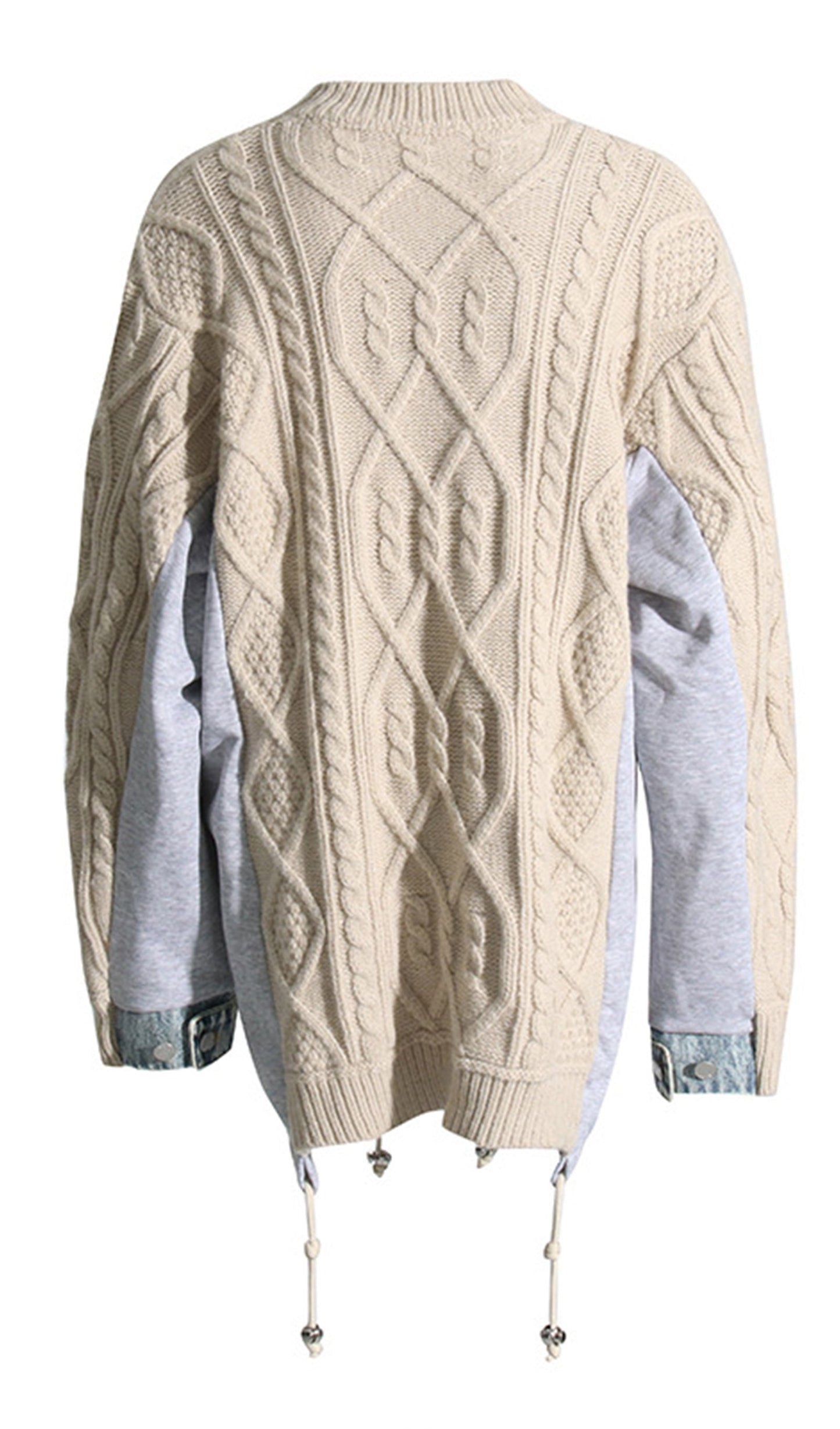 Patchwork Denim Örgü Kazak Üst