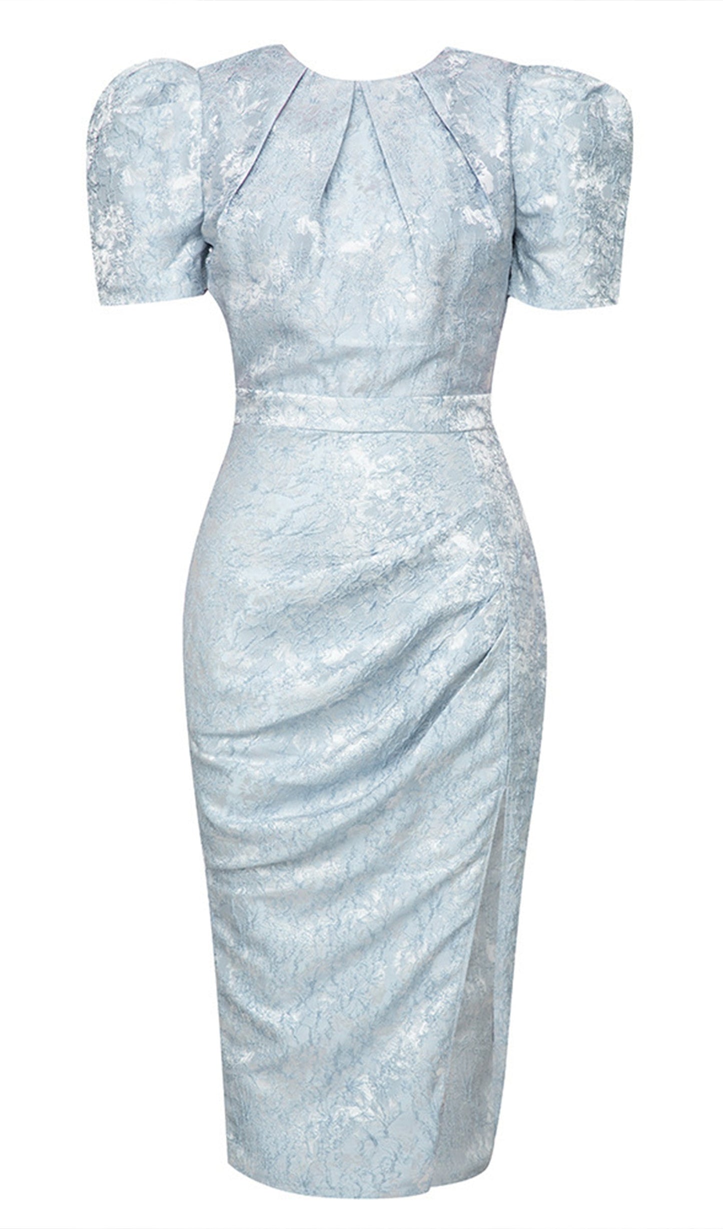Yırtmaçlı Bodycon Pileli Balo Midi Elbise