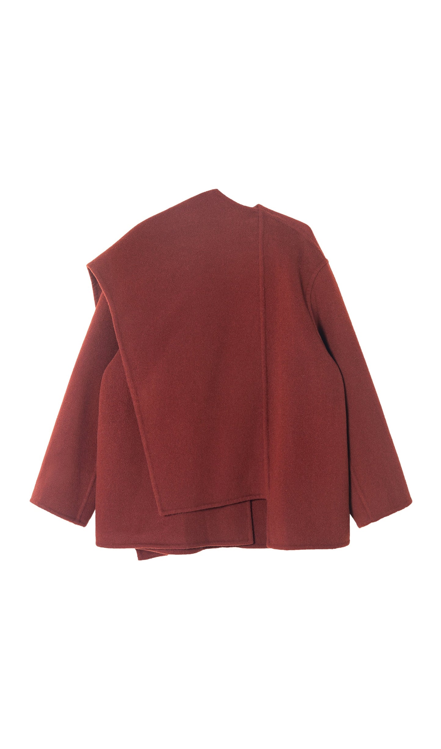 Düz Pelerin Stili %100 Yün Kaban-Şarap Kırmızısı