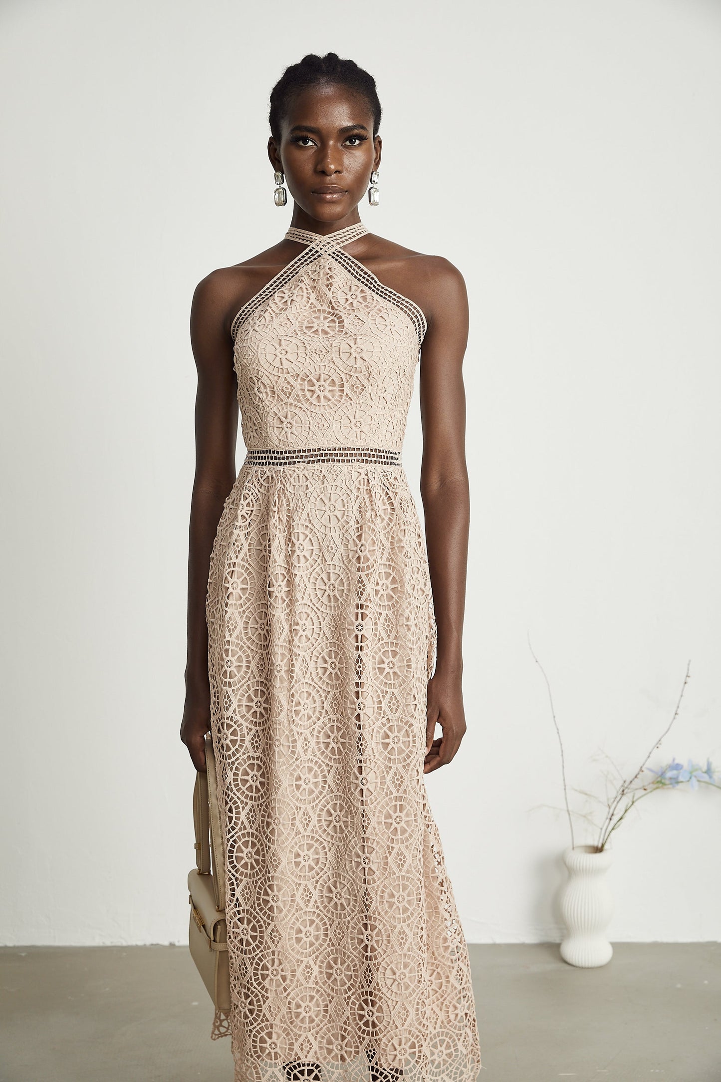 Ela Cut-Out Fitted Midi Elbise