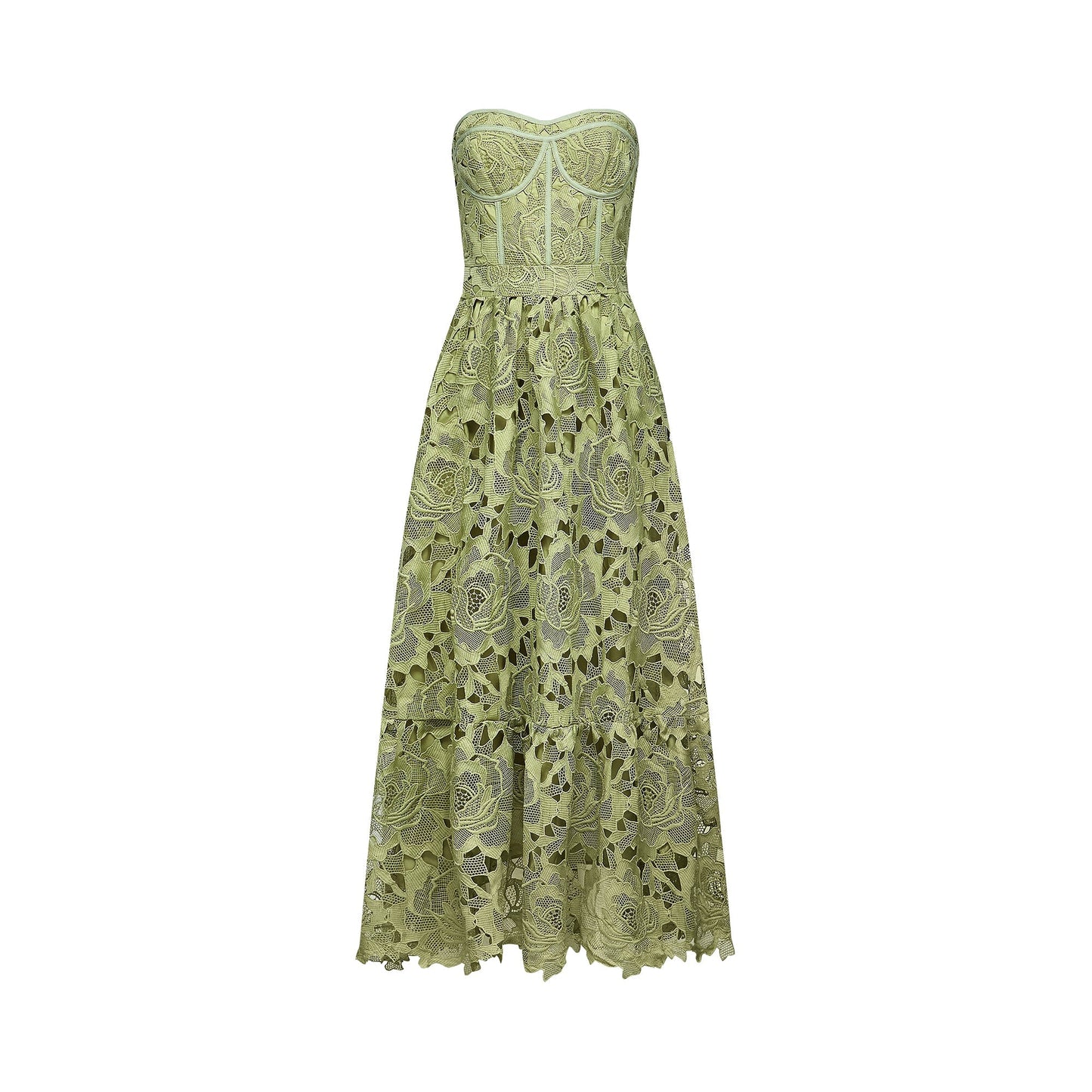Inès Dantel Cut-Out Midi Elbise