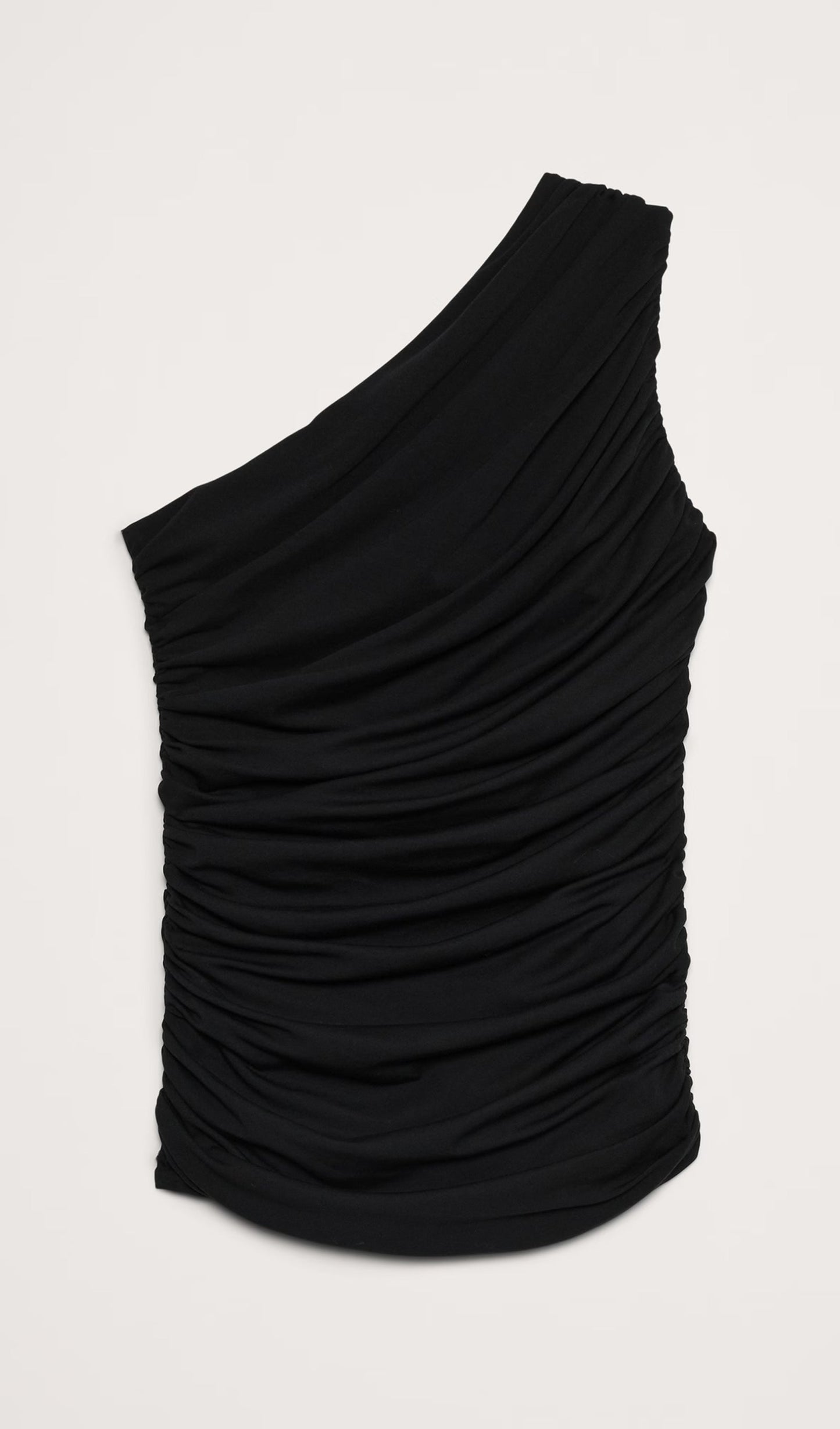 Pamuk Tencel Tek Omuz Üst-Siyah