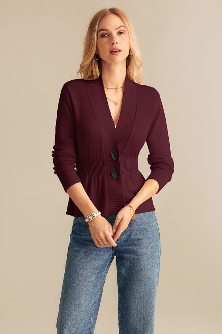 Günlük Düğmeli Önü Açık Kazak Hırka