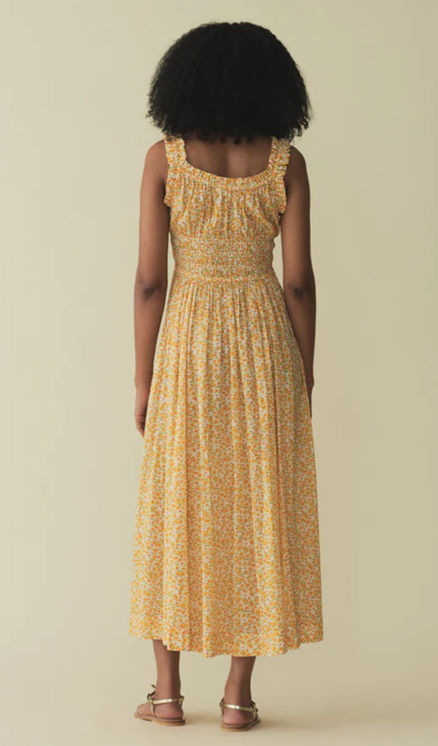 Fırfırlı Pötikare Midi Slip Elbise