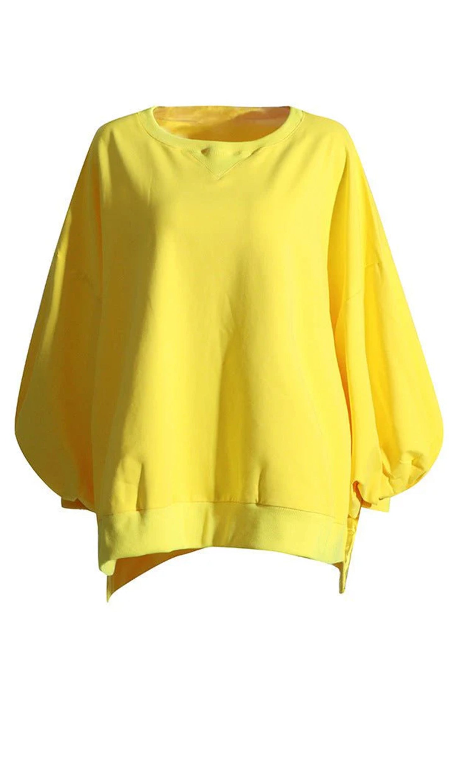 Düz Renk Yuvarlak Yaka Sweatshirt Üst