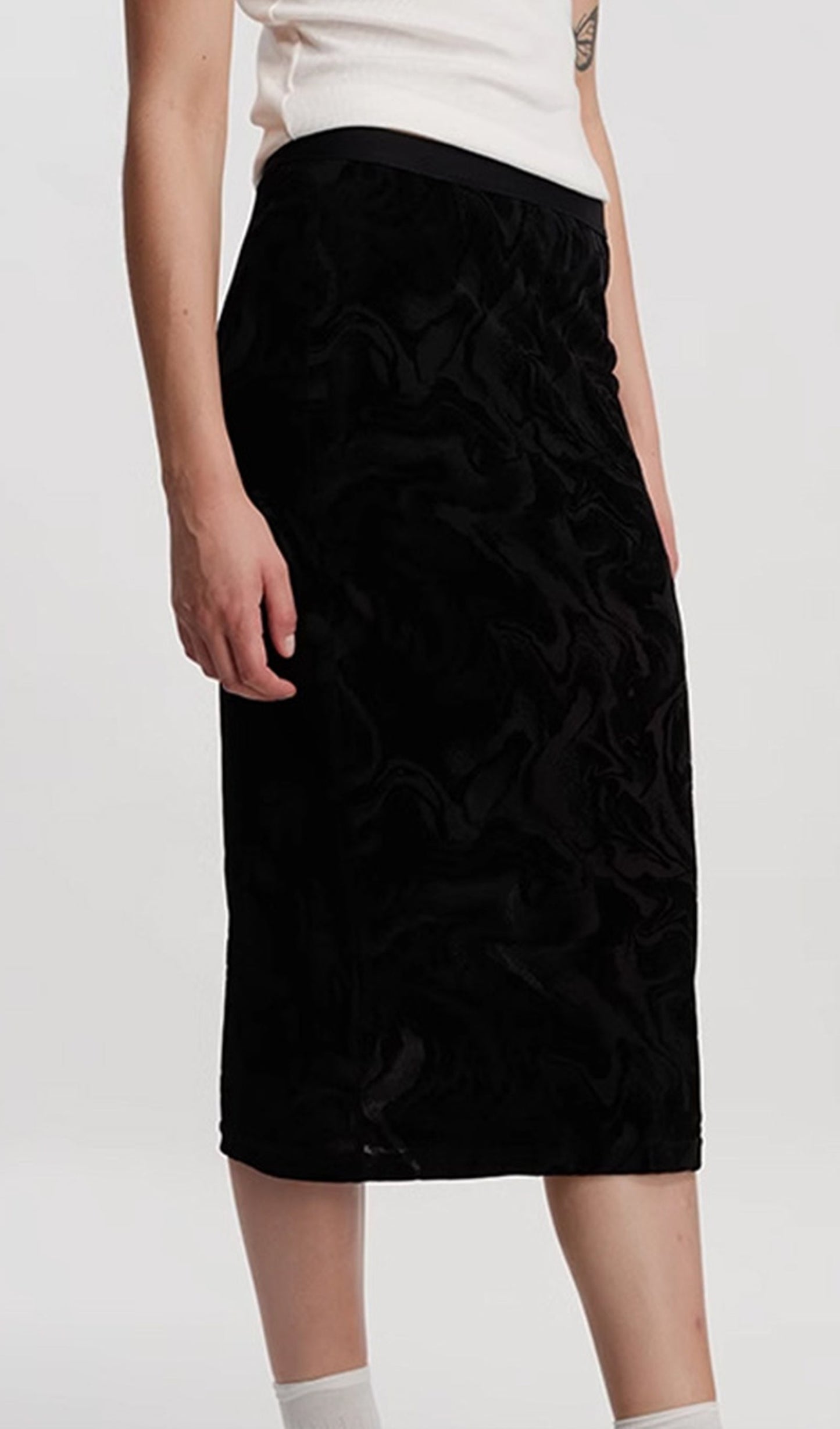 Desen Dokulu Midi Etek