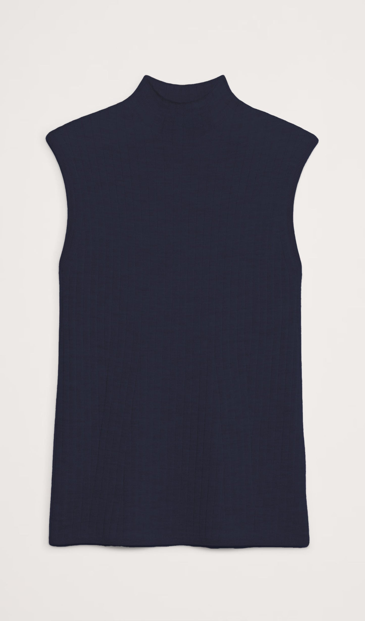 Örgü %100 Yünlü Kolsuz Yüksek Yaka Kazak Yelek Üstü