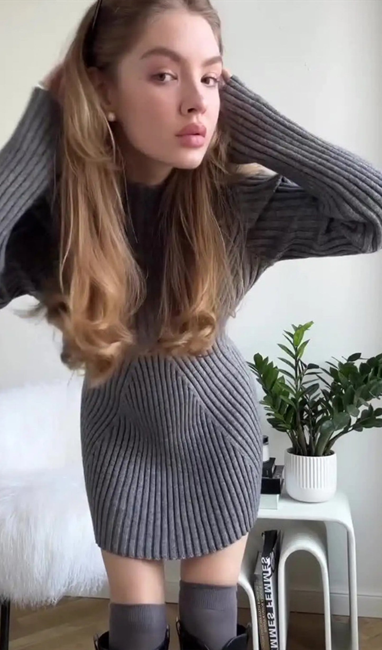 Ribana Jersey A-Siluet Mini Elbise