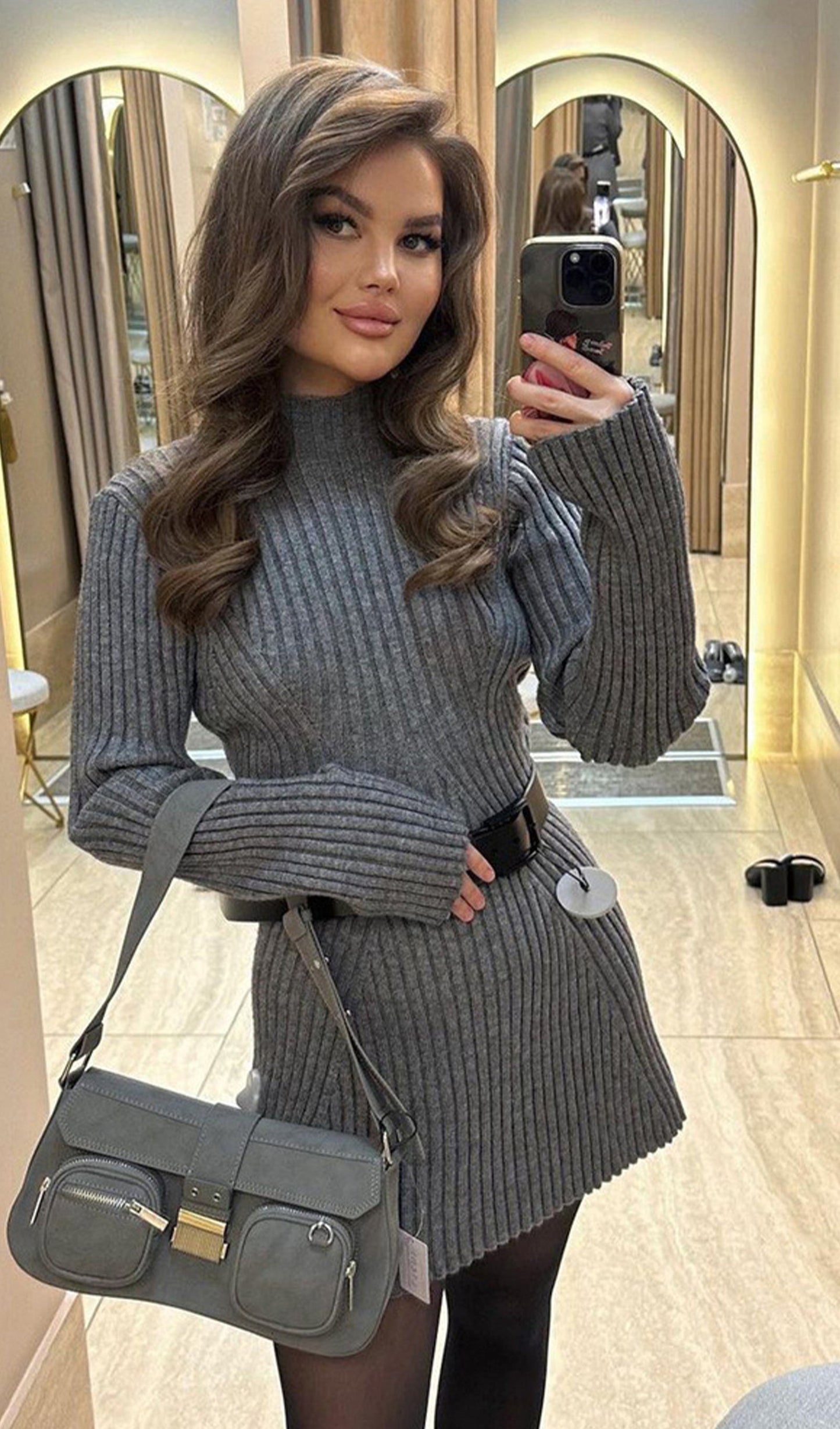 Ribana Jersey A-Siluet Mini Elbise