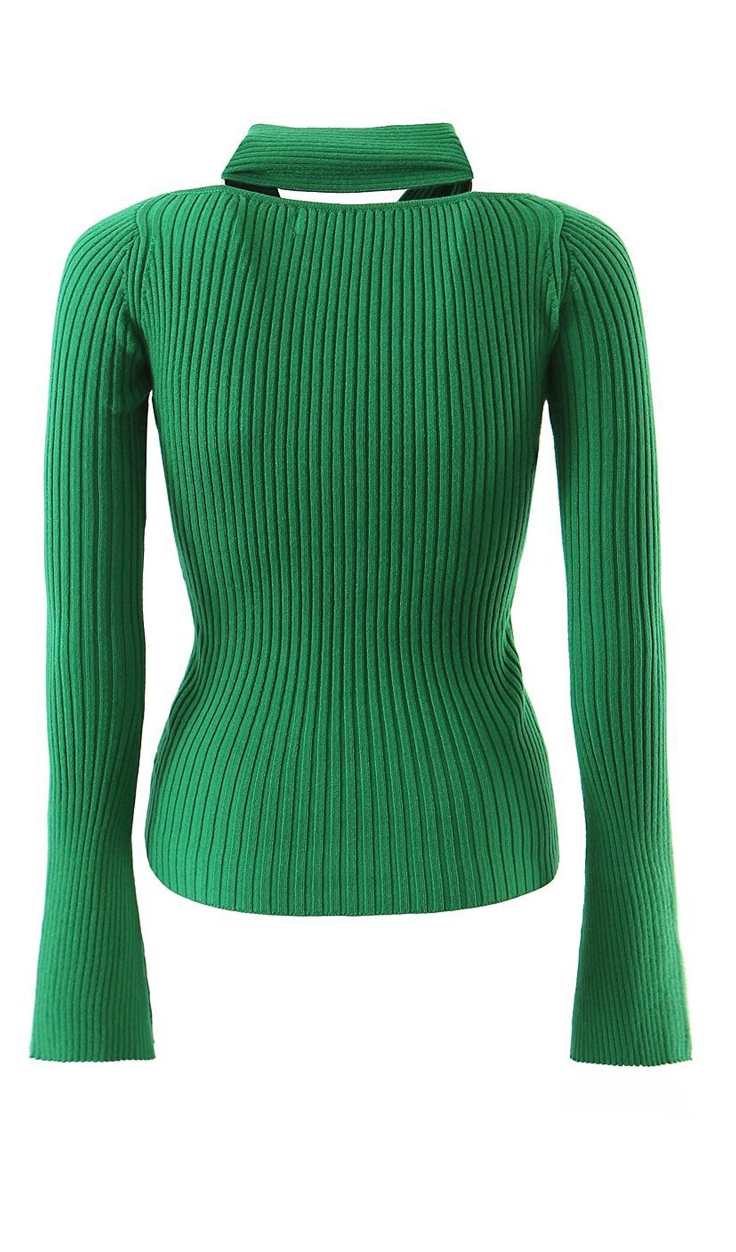 Düz Halter Yaka Ajurlu Örgü Kazak Üst