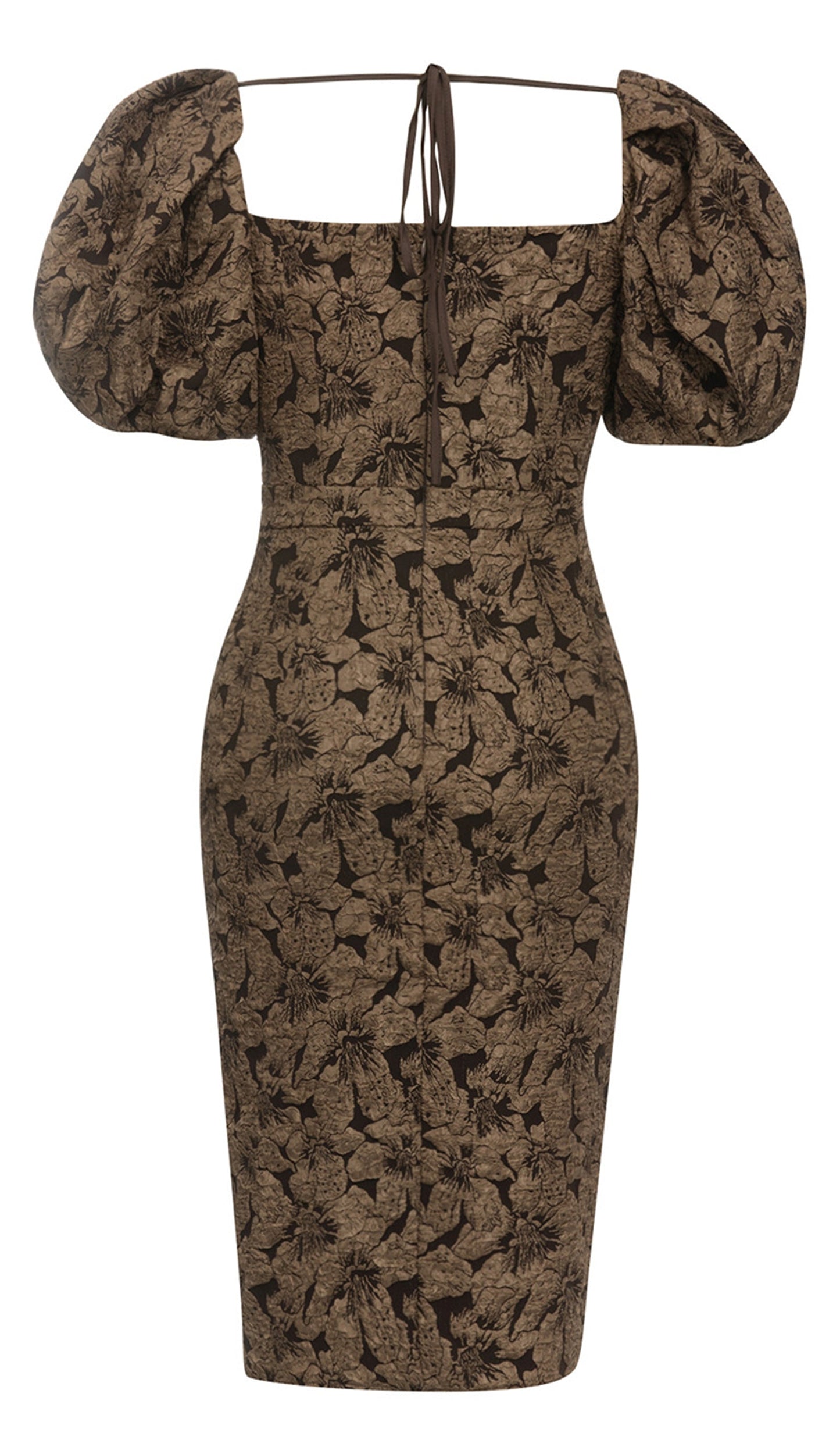 Akoni Puf Kollu Bardot Midi Elbise