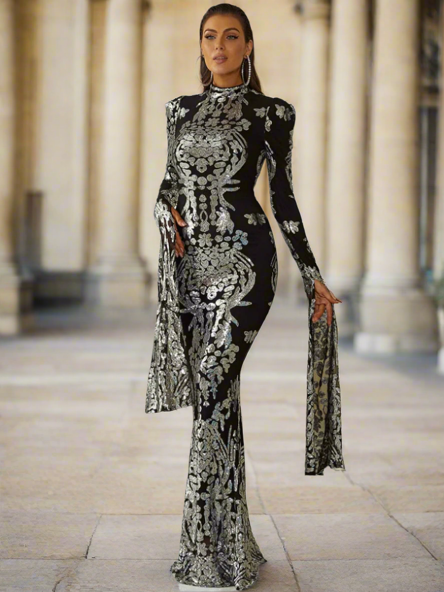 Eris Uzun Kollu Denizkızı Maxi Elbise