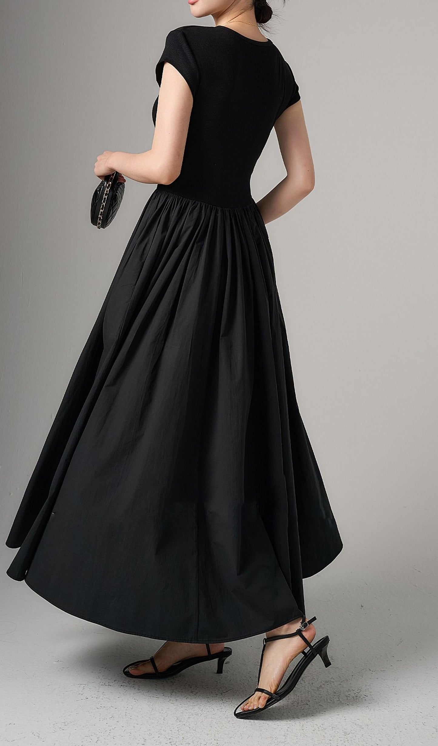 Siyah Slim Fit Midi Elbise
