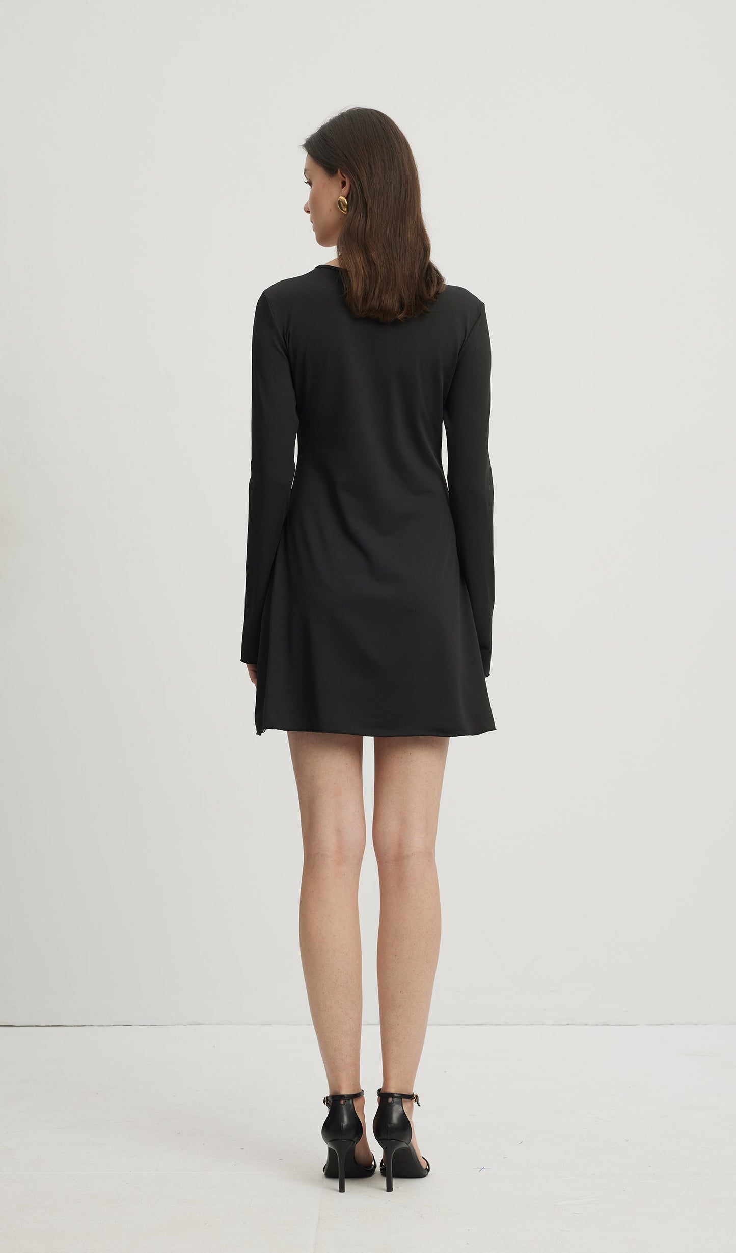 Hollow Out Mini Elbise Siyah