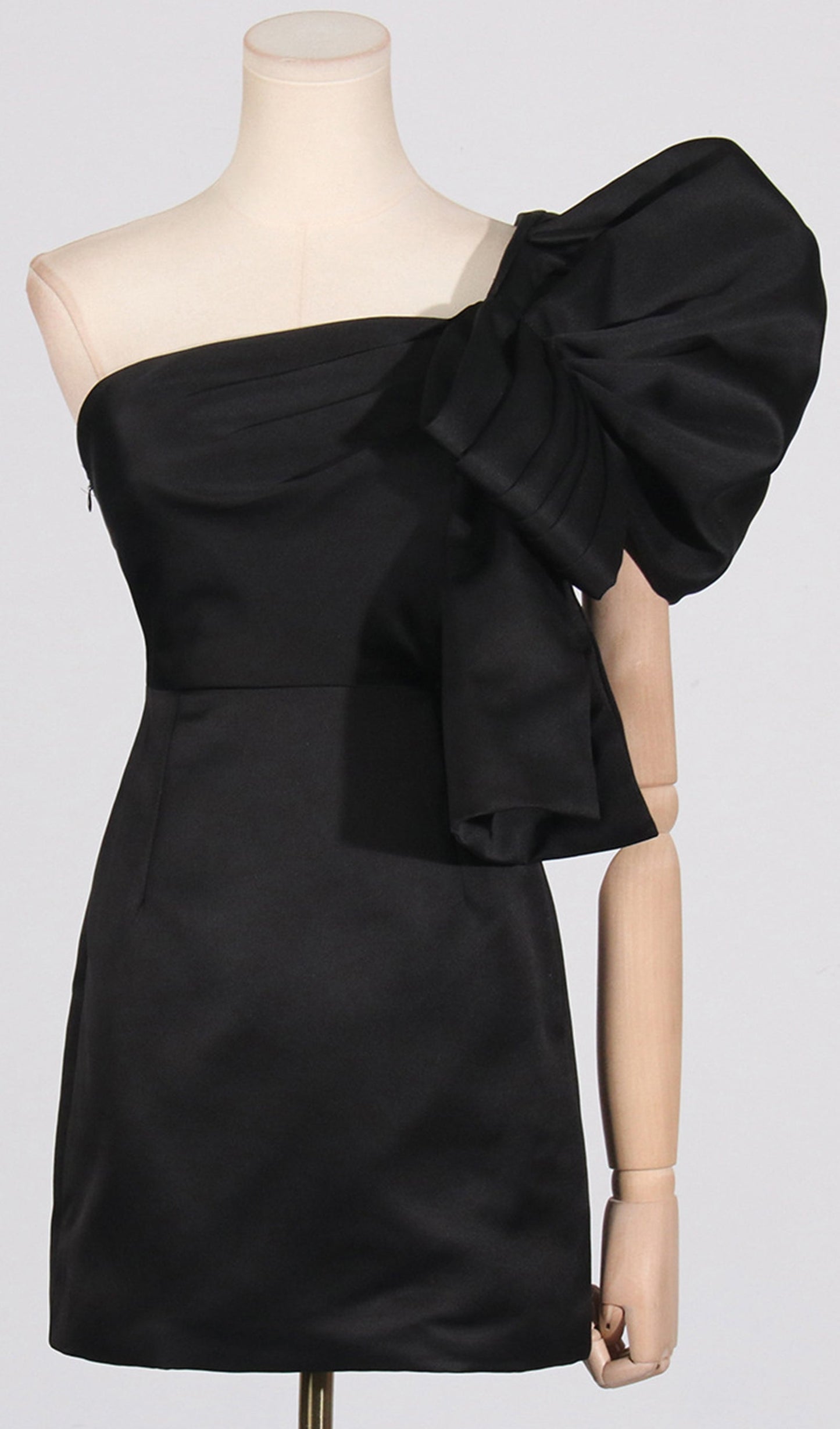 Tek Omuz Bodycon Mini Elbise Siyah