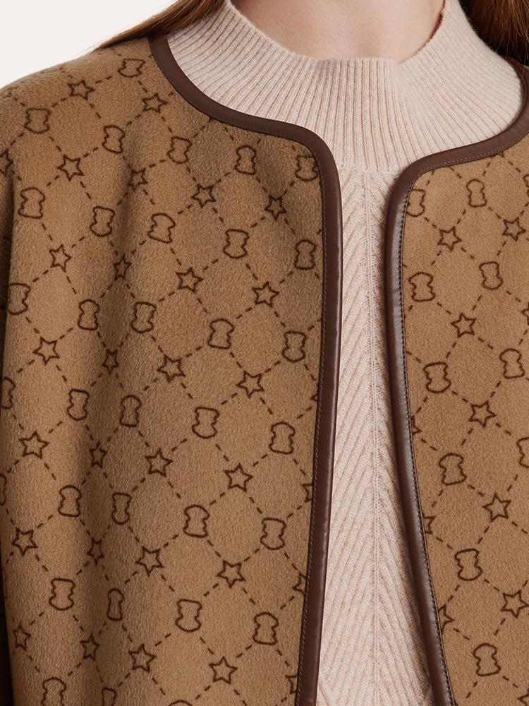 Saf Yün Ters Çevrilebilir Baskılı Kuşaklı Kaban