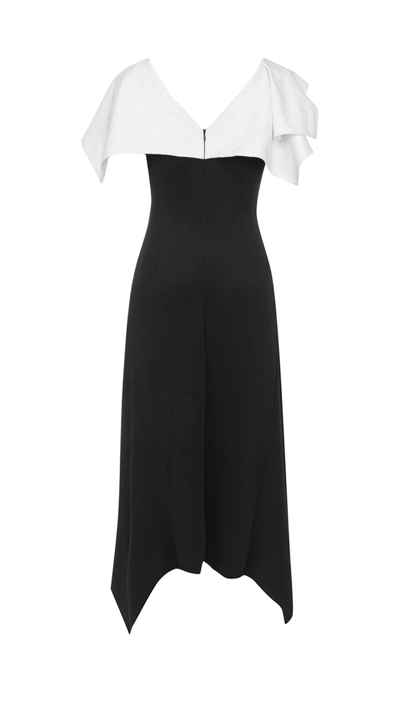 Siyah Asimetrik Slim Fit Midi Elbise