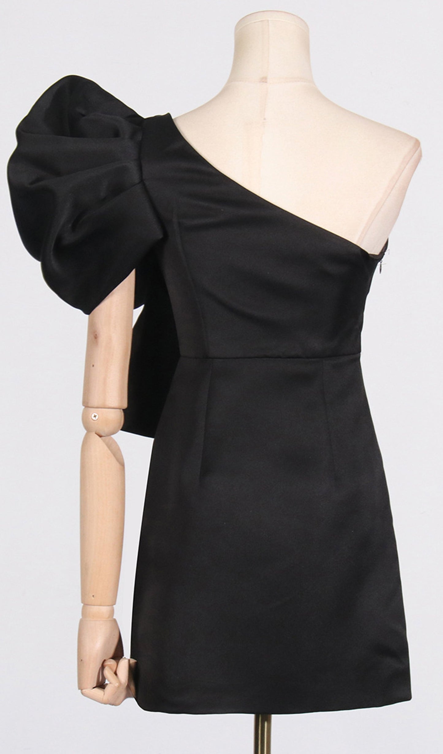 Tek Omuz Bodycon Mini Elbise Siyah