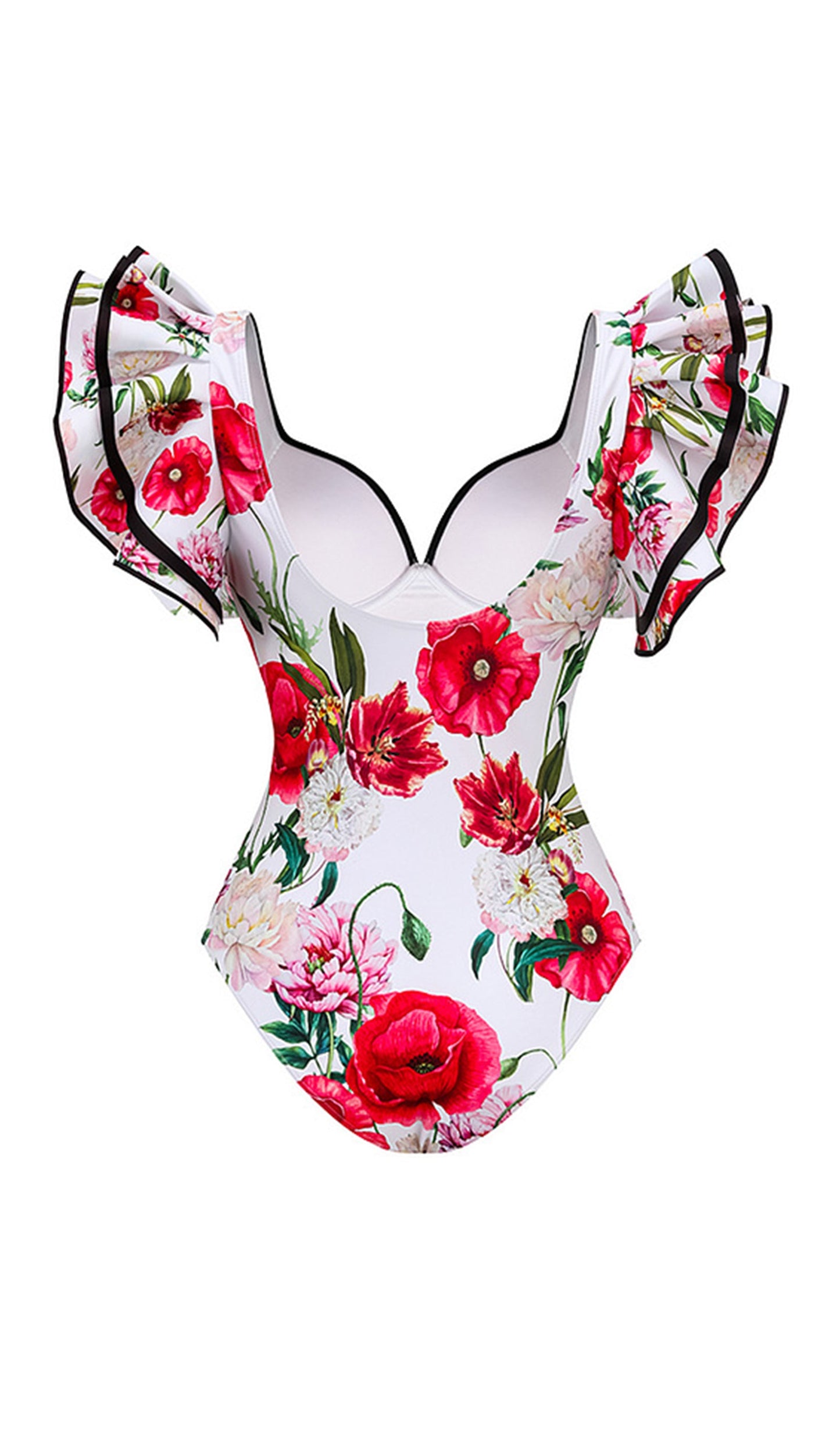 Tek Parça Çiçekli Mayo-Pareo Takım