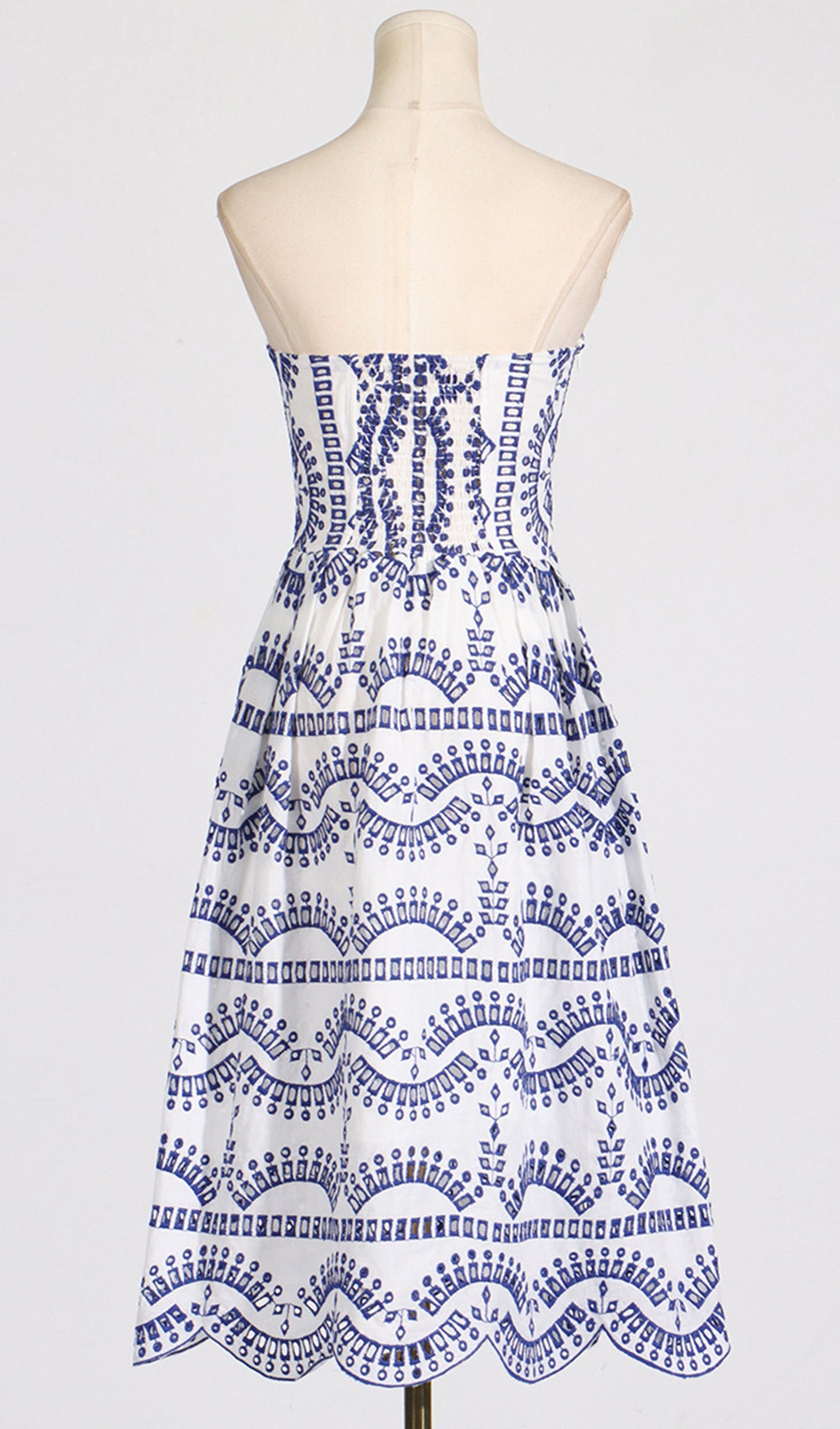 Çiçekli Fit ve Flare Midi Salıncak Bandeau Elbise
