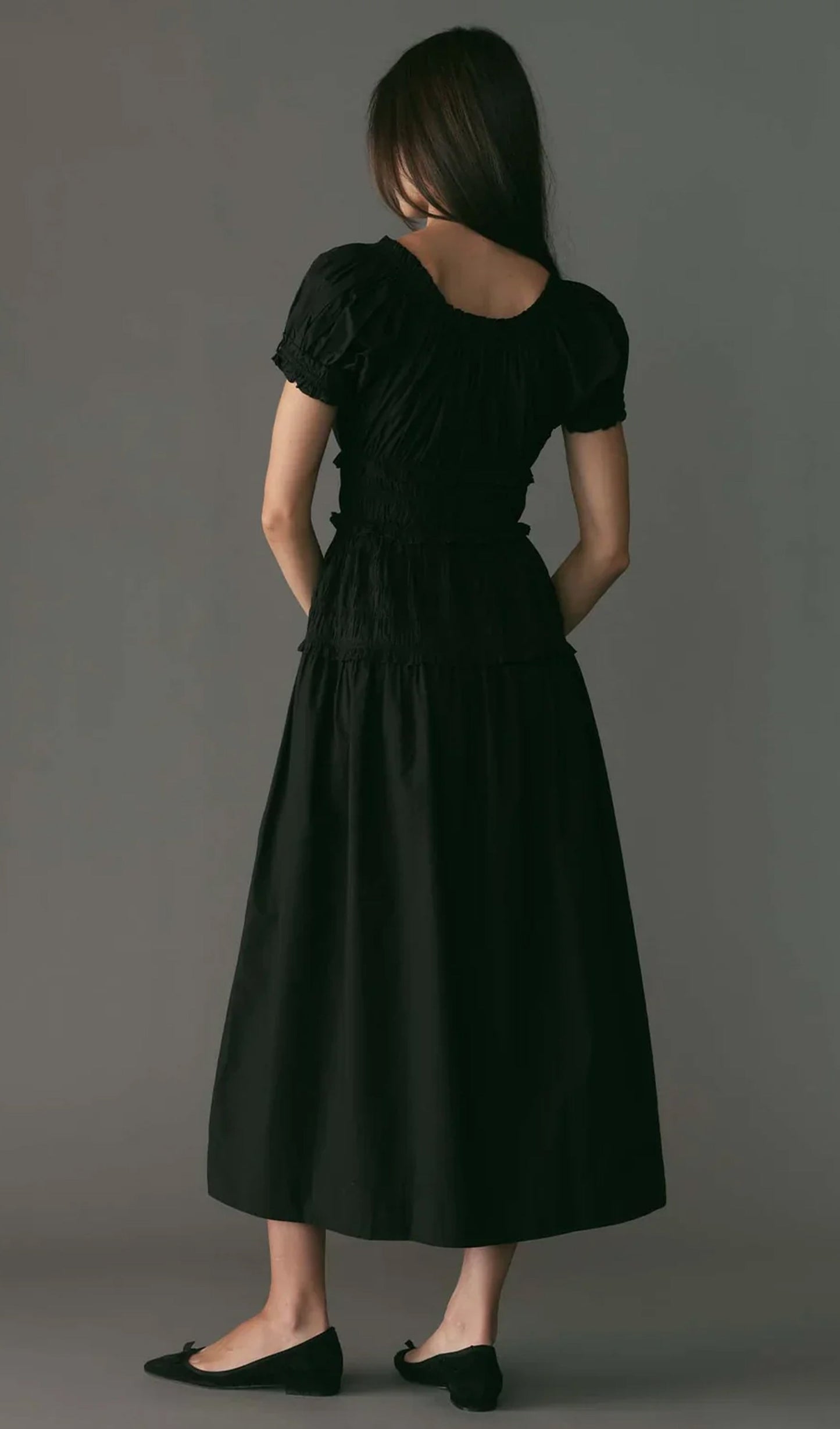 Fırfırlı Fit ve Flare Midi Elbise