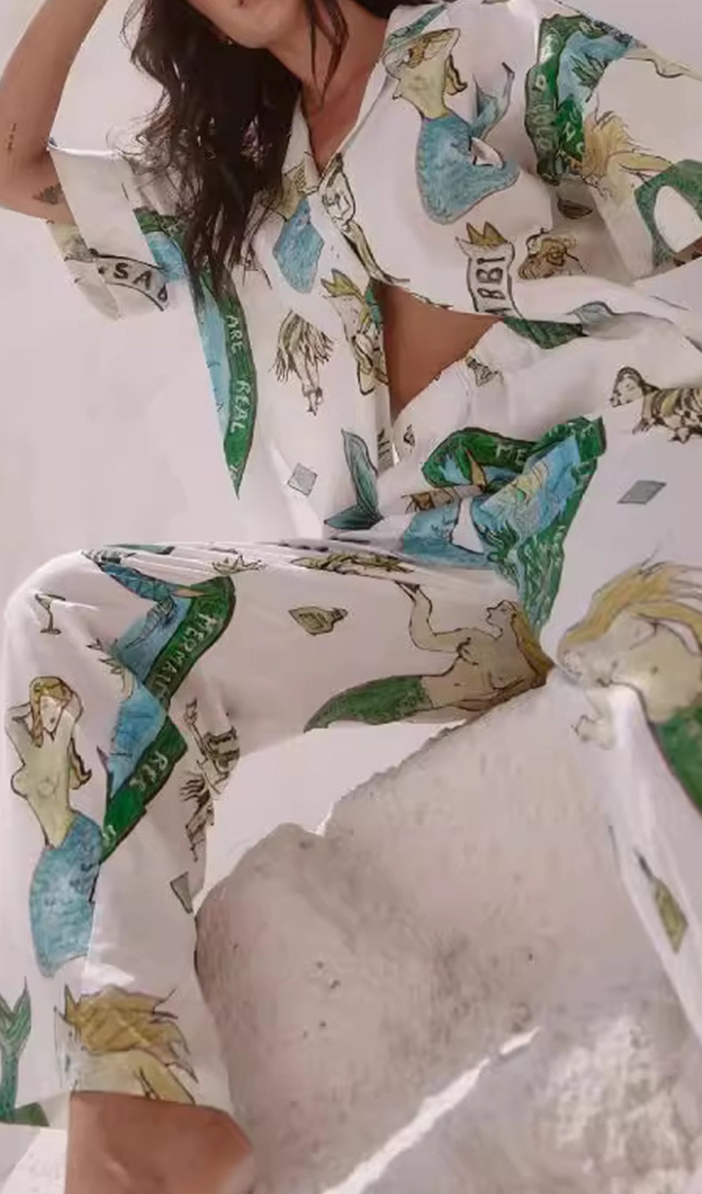 Deniz Kızı Çiçekli İki Parça Set