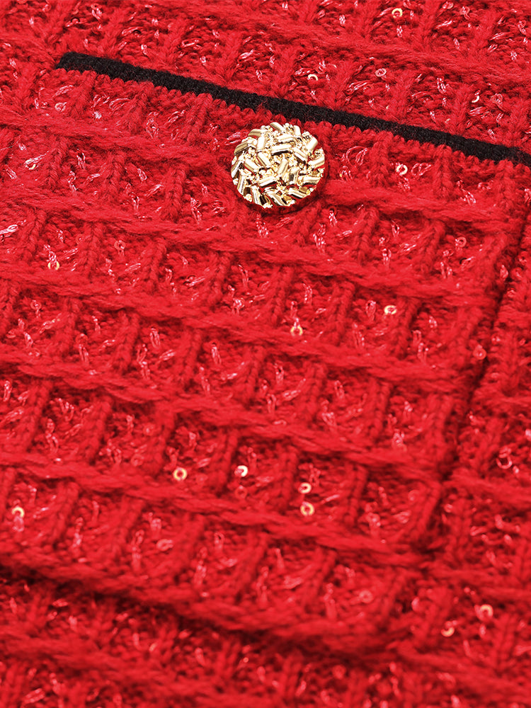 Yün Karışımlı Pullu Örme Kadın Hırka