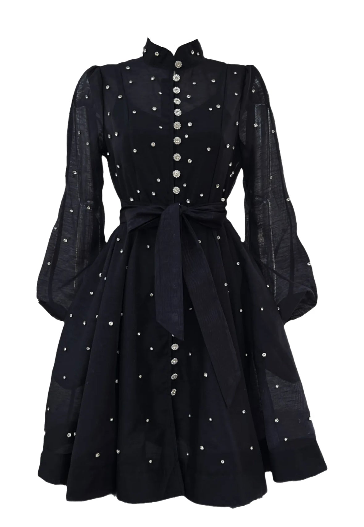 Amira Kristal Süslemeli Flare Mini Elbise