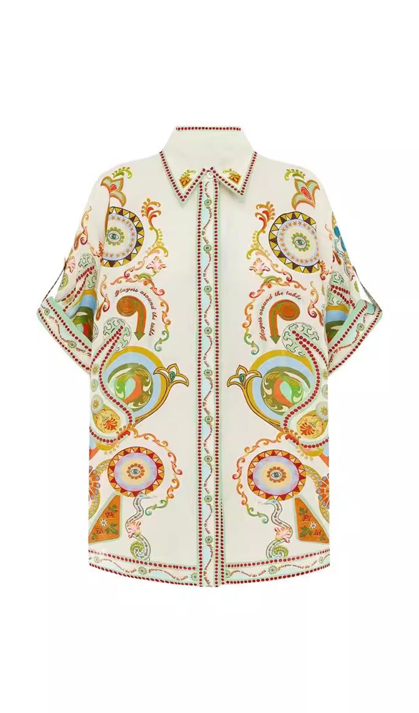 Çiçekli İki Parça Yaka Gömlek Takımı