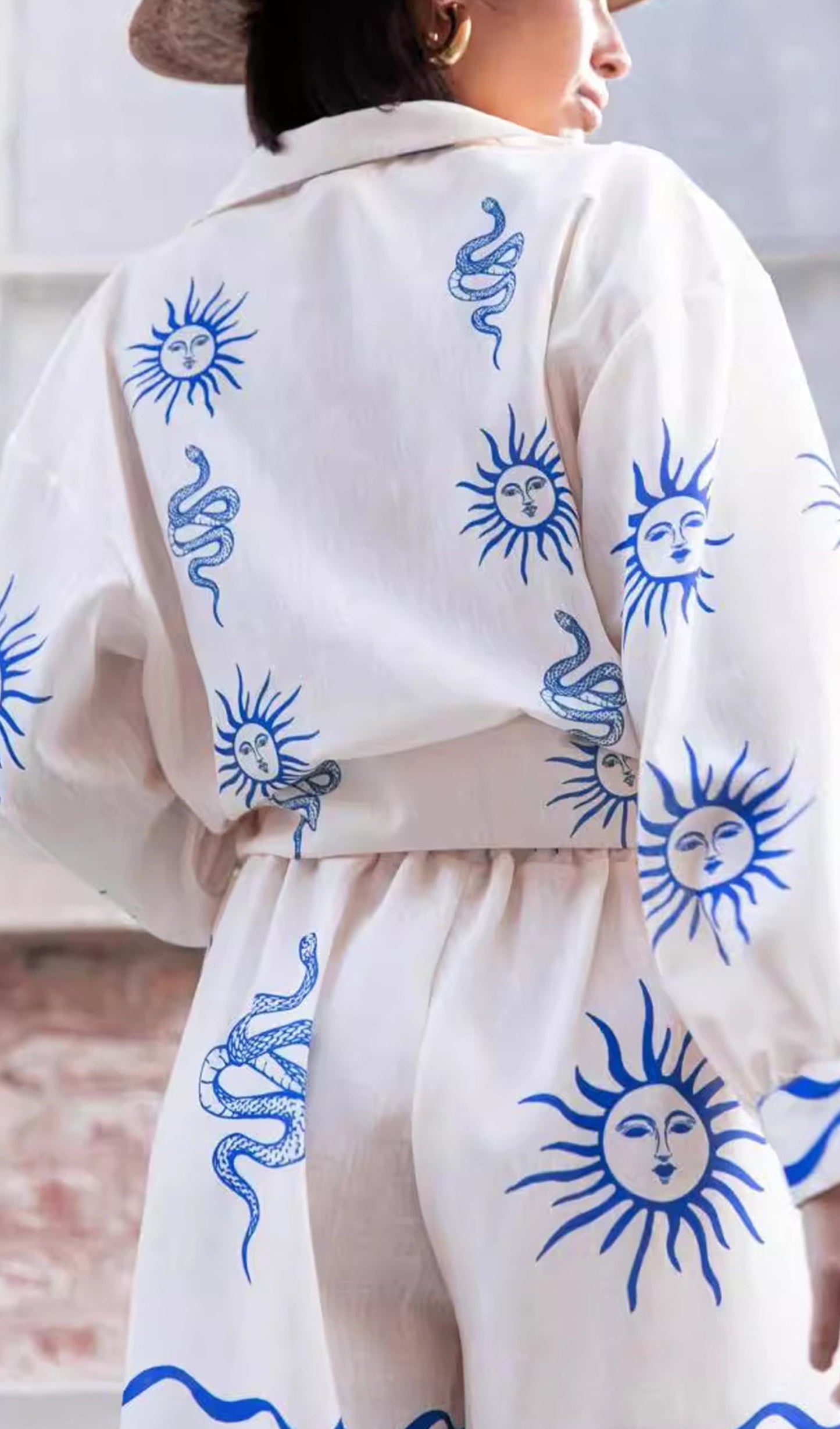 Çiçekli Uzun Kollu İki Parçalı Gömlek Takımı