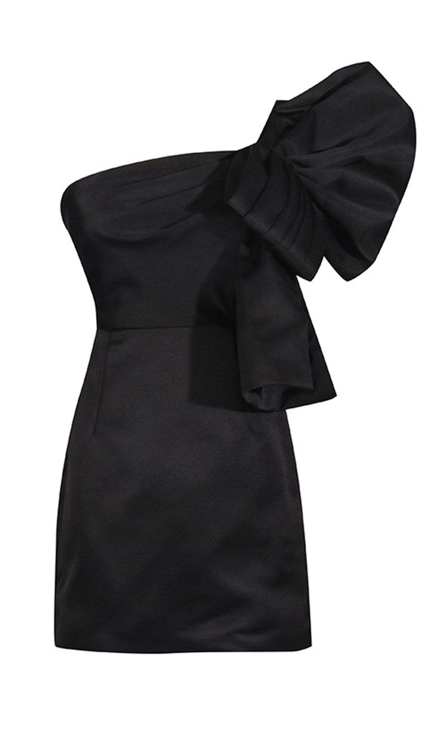 Tek Omuz Bodycon Mini Elbise Siyah