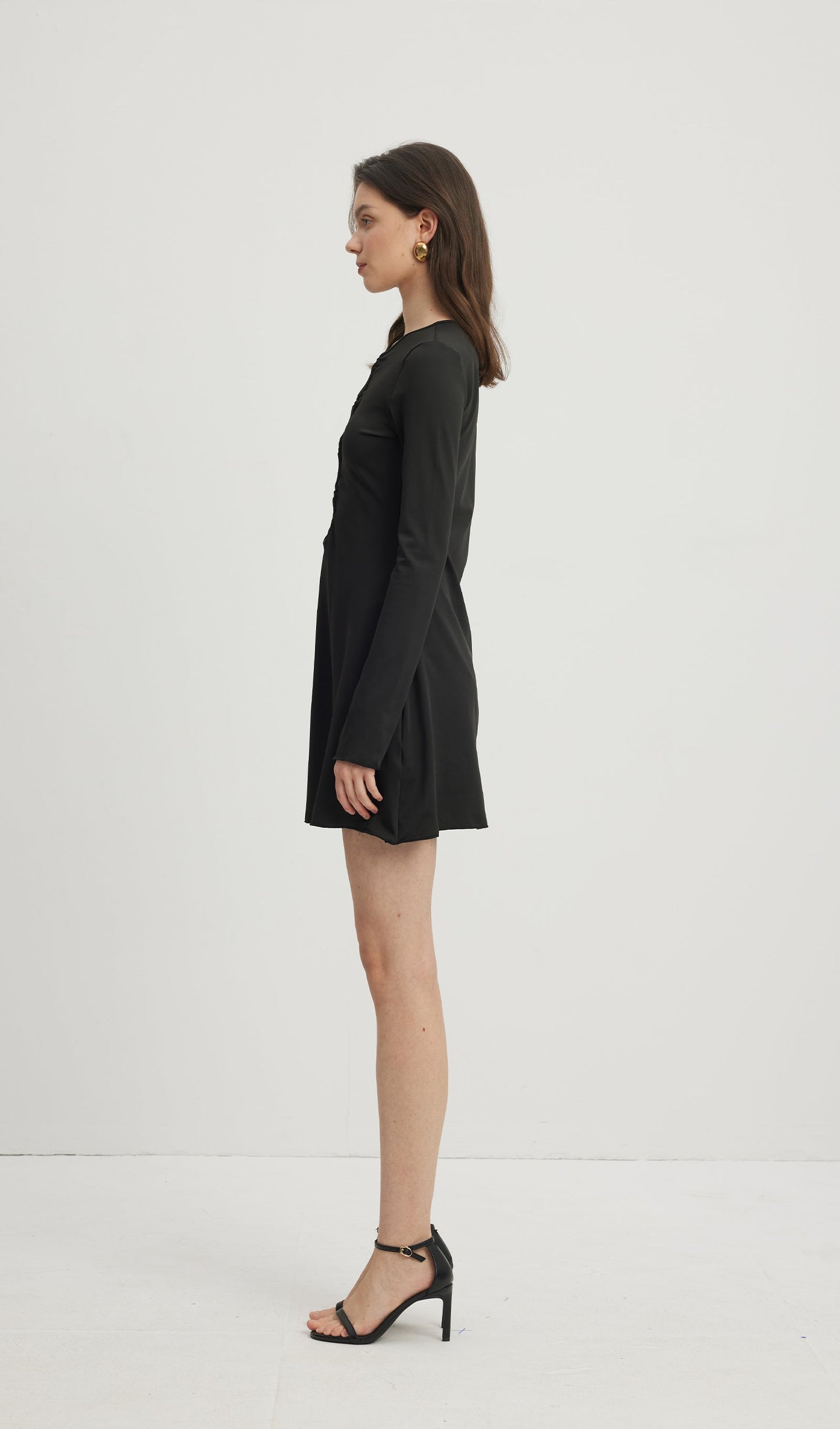 Hollow Out Mini Elbise Siyah