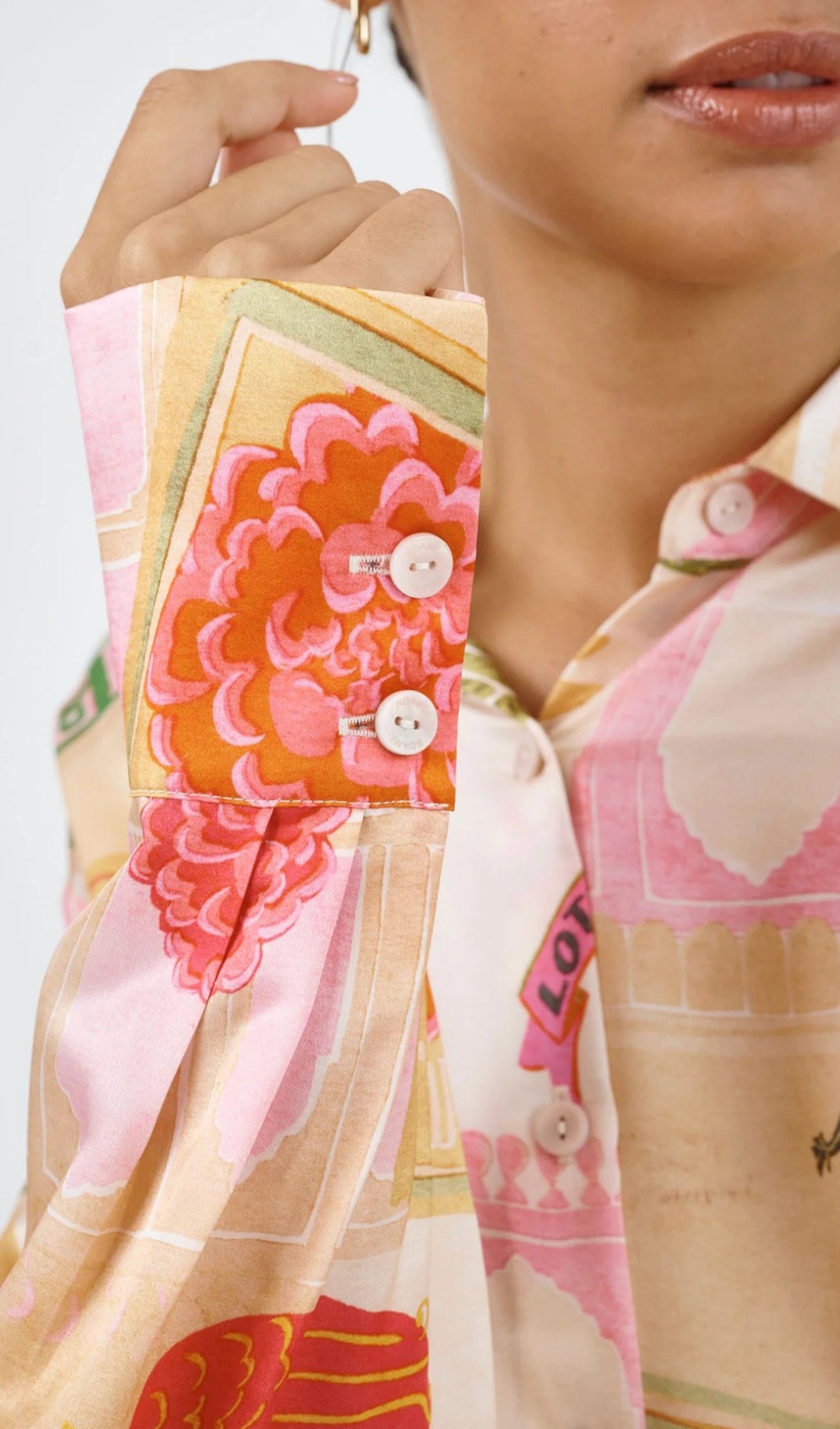 Çiçekli Uzun Gömlek ve Pantolon Takımı