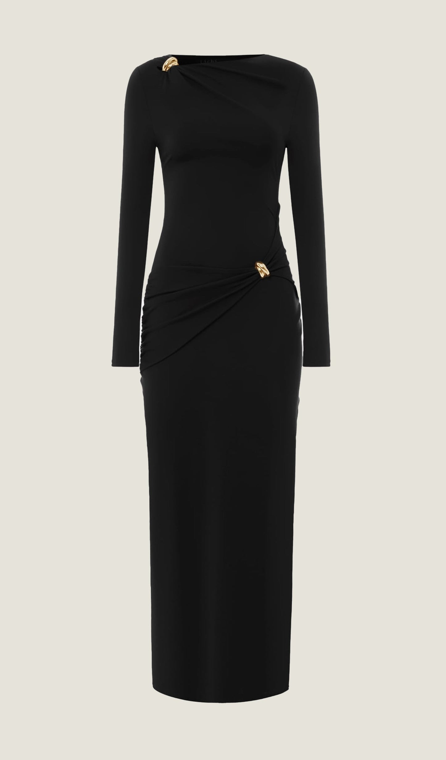 Jersey Seductive Fitted Maksi Elbise-Siyah