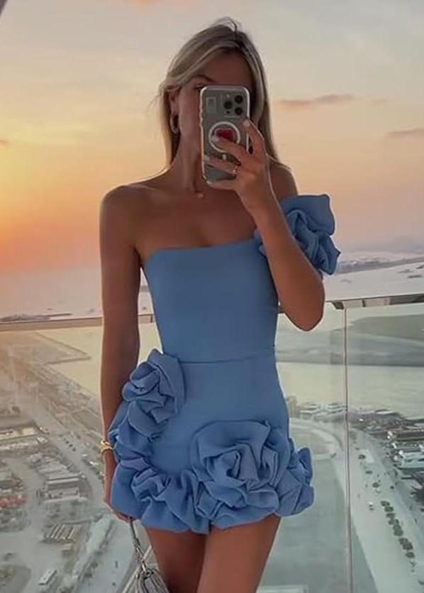 Ireka Fırfırlı Straplez Bodycon Mini Elbisesi