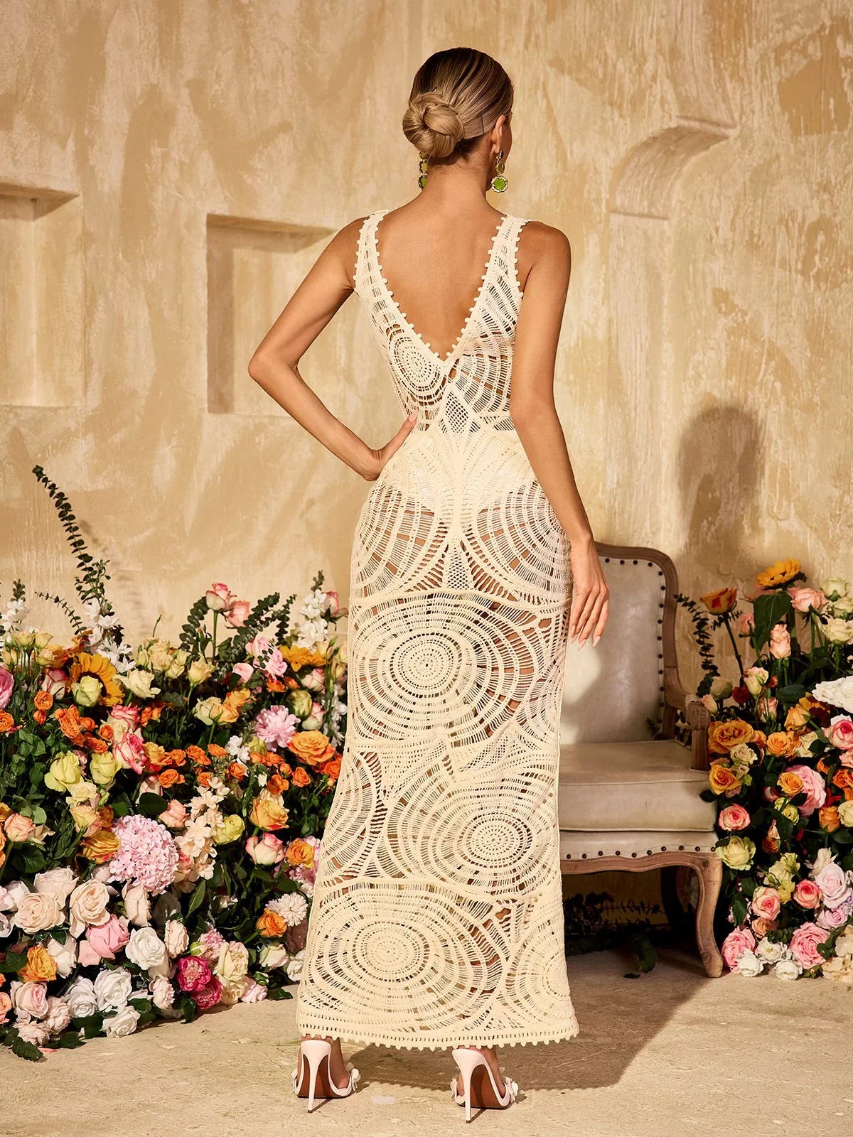 Koronkowe haftowane iluzyjne pareo Noa