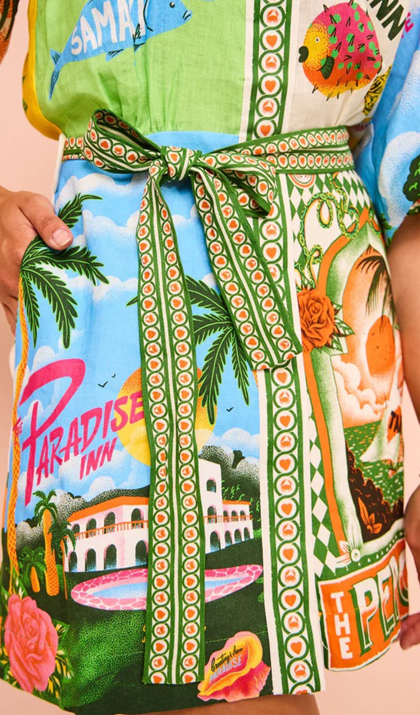 Hawaiian Flora Kısa Gömlek Elbise Bel Bağı