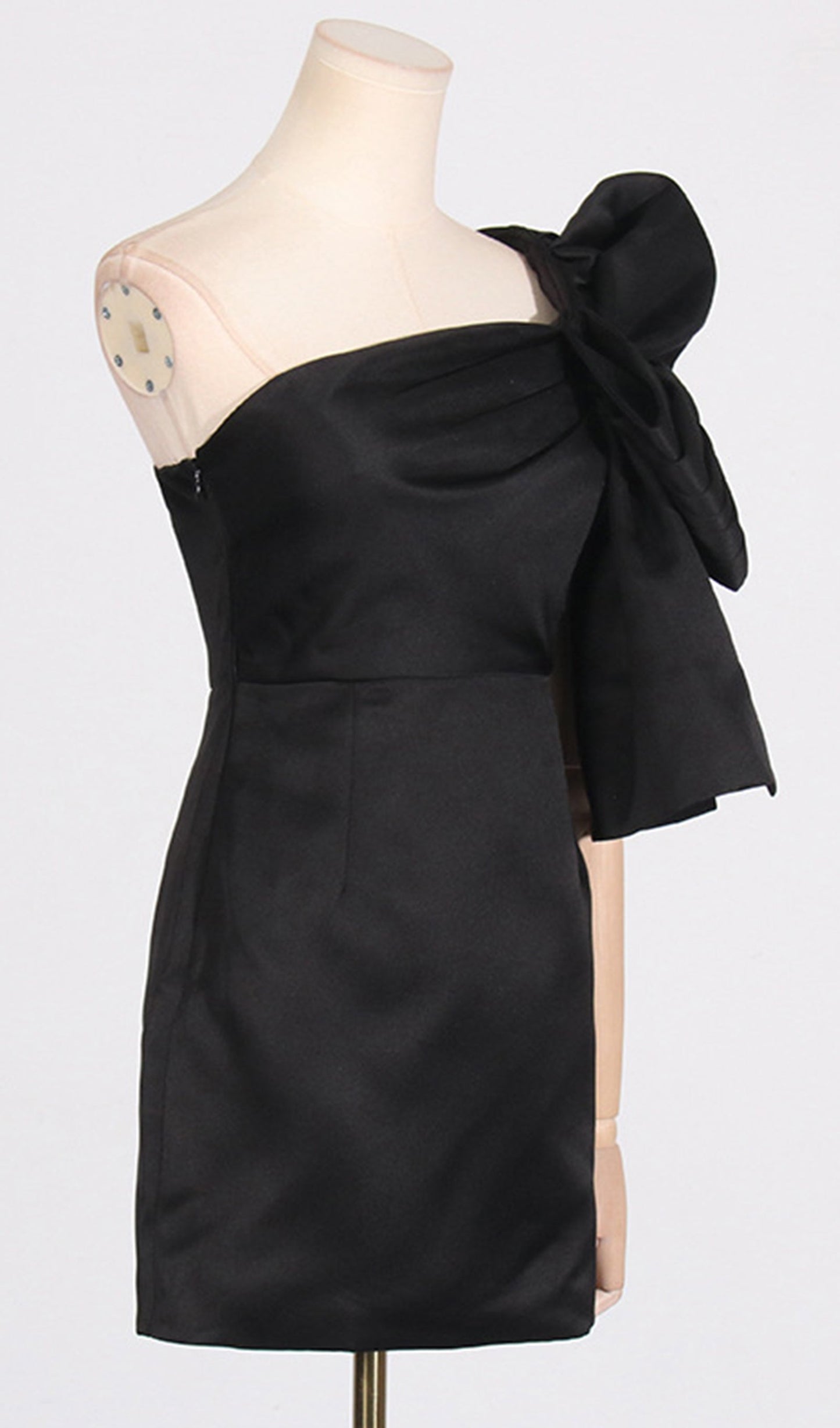 Tek Omuz Bodycon Mini Elbise Siyah