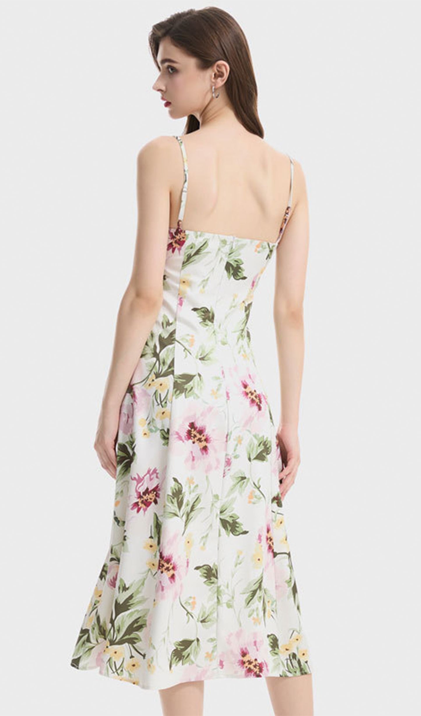 Çiçekli Dökümlü Slip Midi Elbise