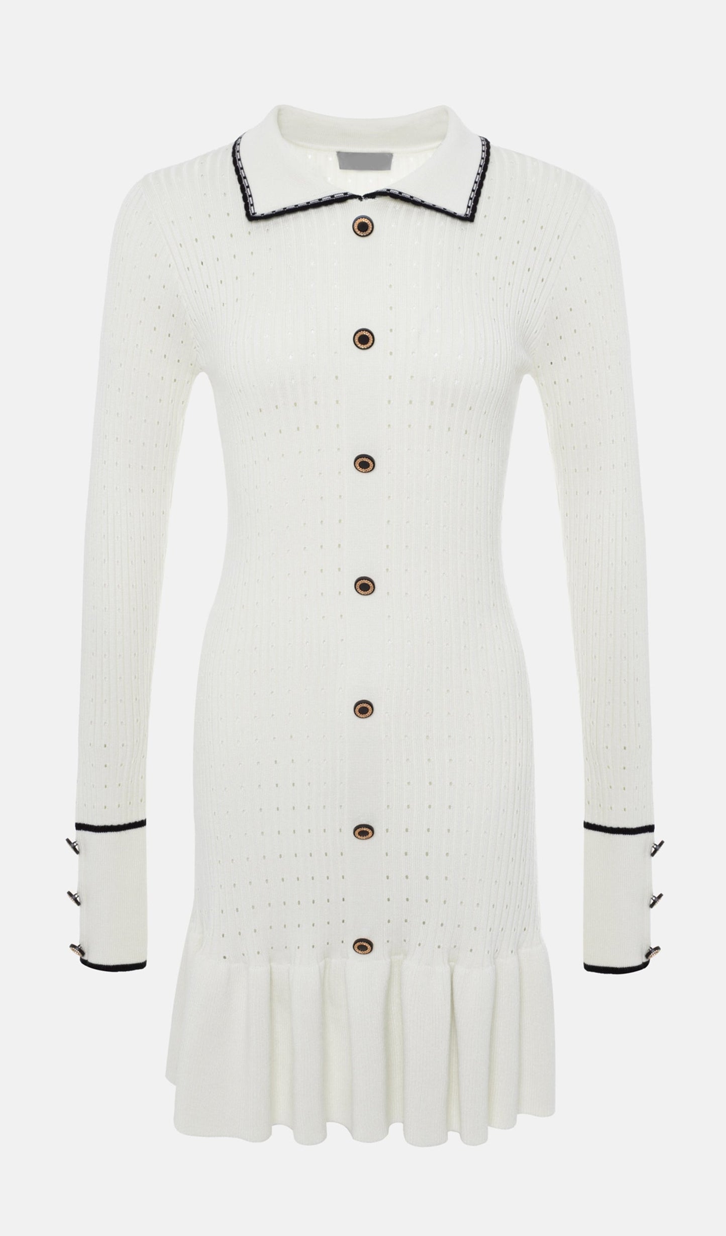 Fitted Dokulu Jersey Mini Elbise-Beyaz